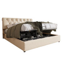 POLSTERBETT 160/200 cm Natürlich mit verstellbarem Kopfteil und Stauraum - Naturfarben, Textil (160/200cm) - OKWISH