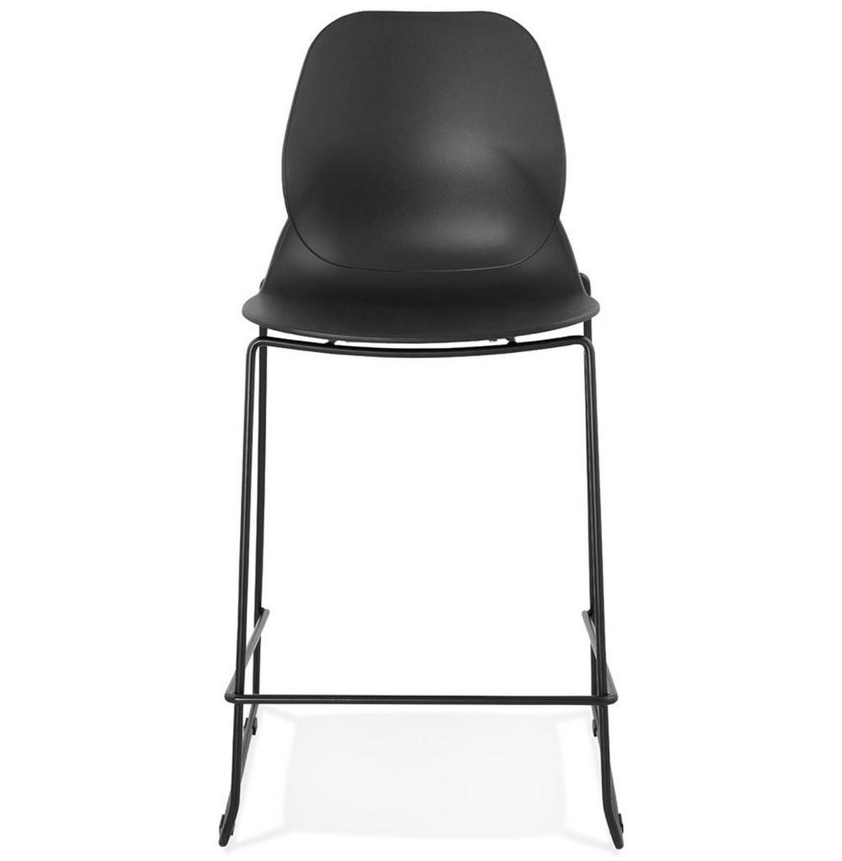 BARHOCKER Kunststoff Metall Sitzhöhe 65.5cm Stapelbar Rückenlehne QUIRON MINI, Schwarz 51,5x52x101 cm - Schwarz, Kunststoff/Metall (52/101/52cm) - KADIMA DESIGN