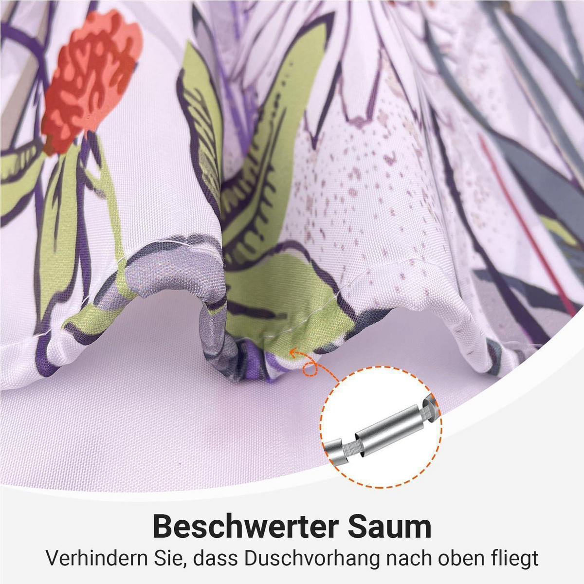 DUSCHVORHANG Mischblumen 120 x 200 cm - Multicolor, Textil (120/200cm)