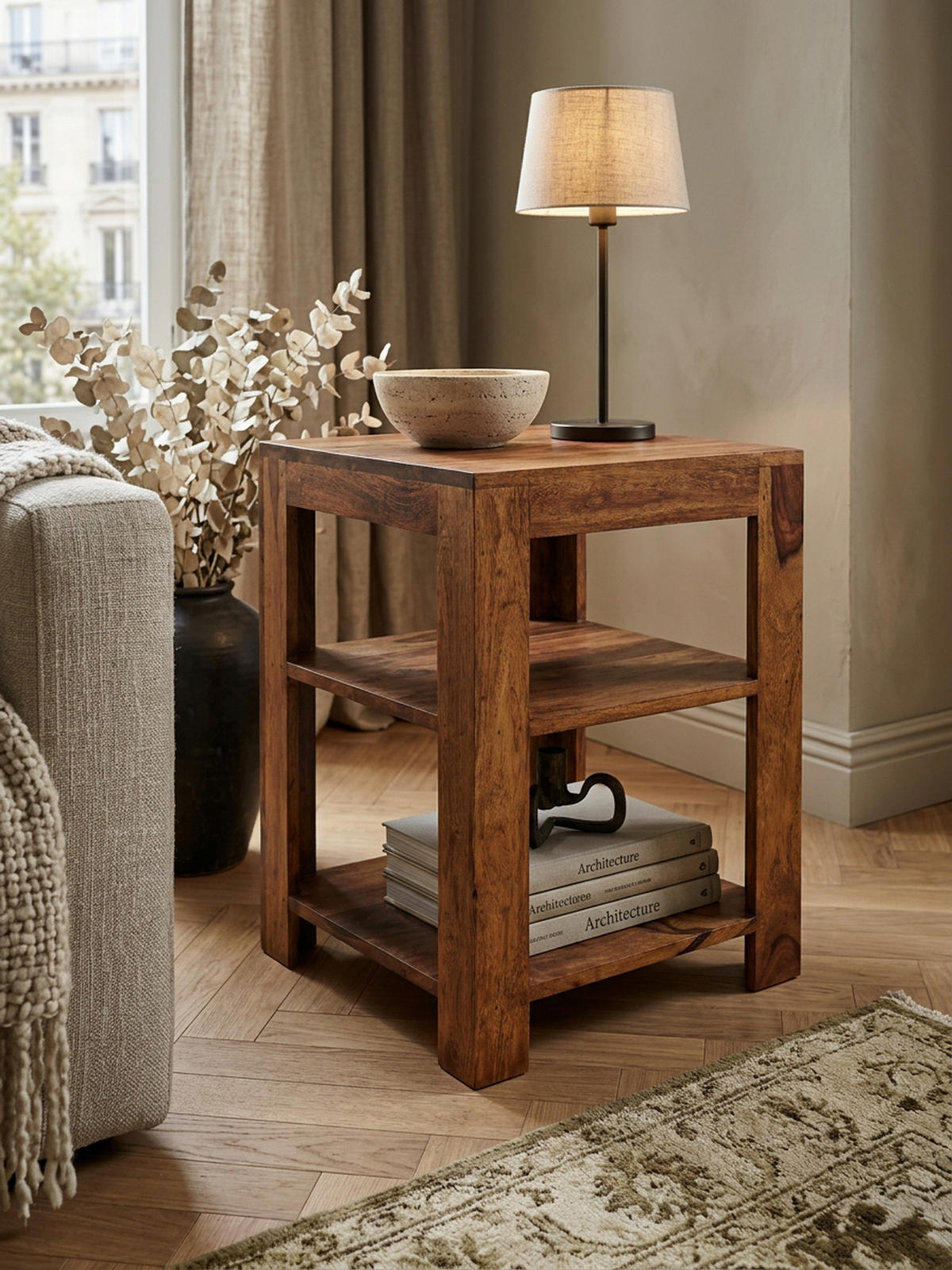 BÜCHERREGAL Massivholz Handgefertigt Pflegeleicht, Braun 44x44x60 cm - Braun, Holz (44/60/44cm) - KADIMA DESIGN