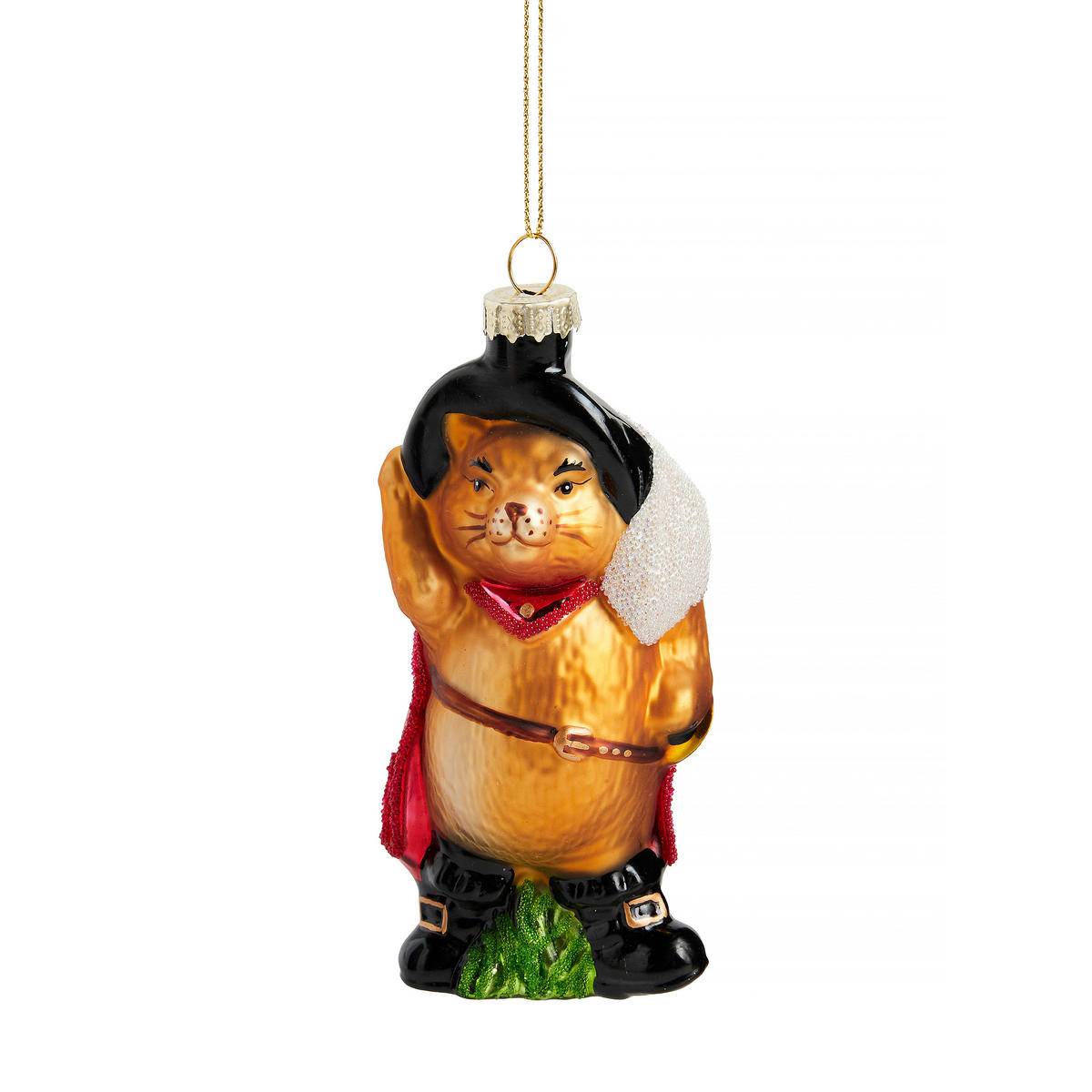 WEIHNACHTSKUGEL Glas AMIGO, 5x12 cm, Katze, Christbaumkugeln, Weihnachtsdeko Xmas, Christmas Deko - Braun, Glas (5.5/4.5/12cm) - home&you
