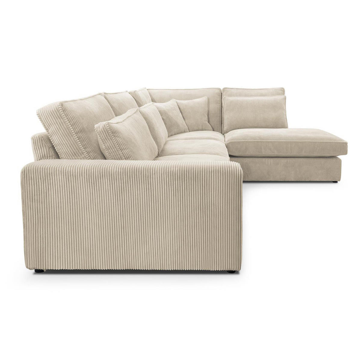 ROHOVÁ pohovka Parma bez funkce spaní, manšestrová látka, krémová, pravá - černá/béžová, textil (314/224cm) - Beautysofa