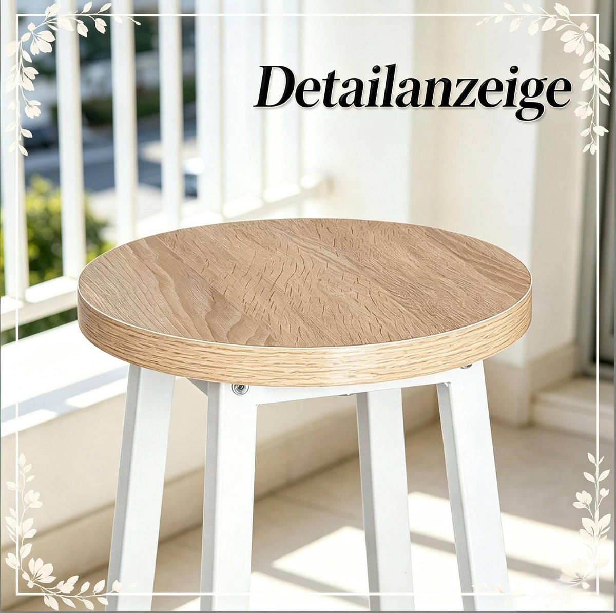 BARHOCKER 2er-Set mit Fußlehne Light Oak - Weiß, Metall (30/71/30cm) - Meubliv