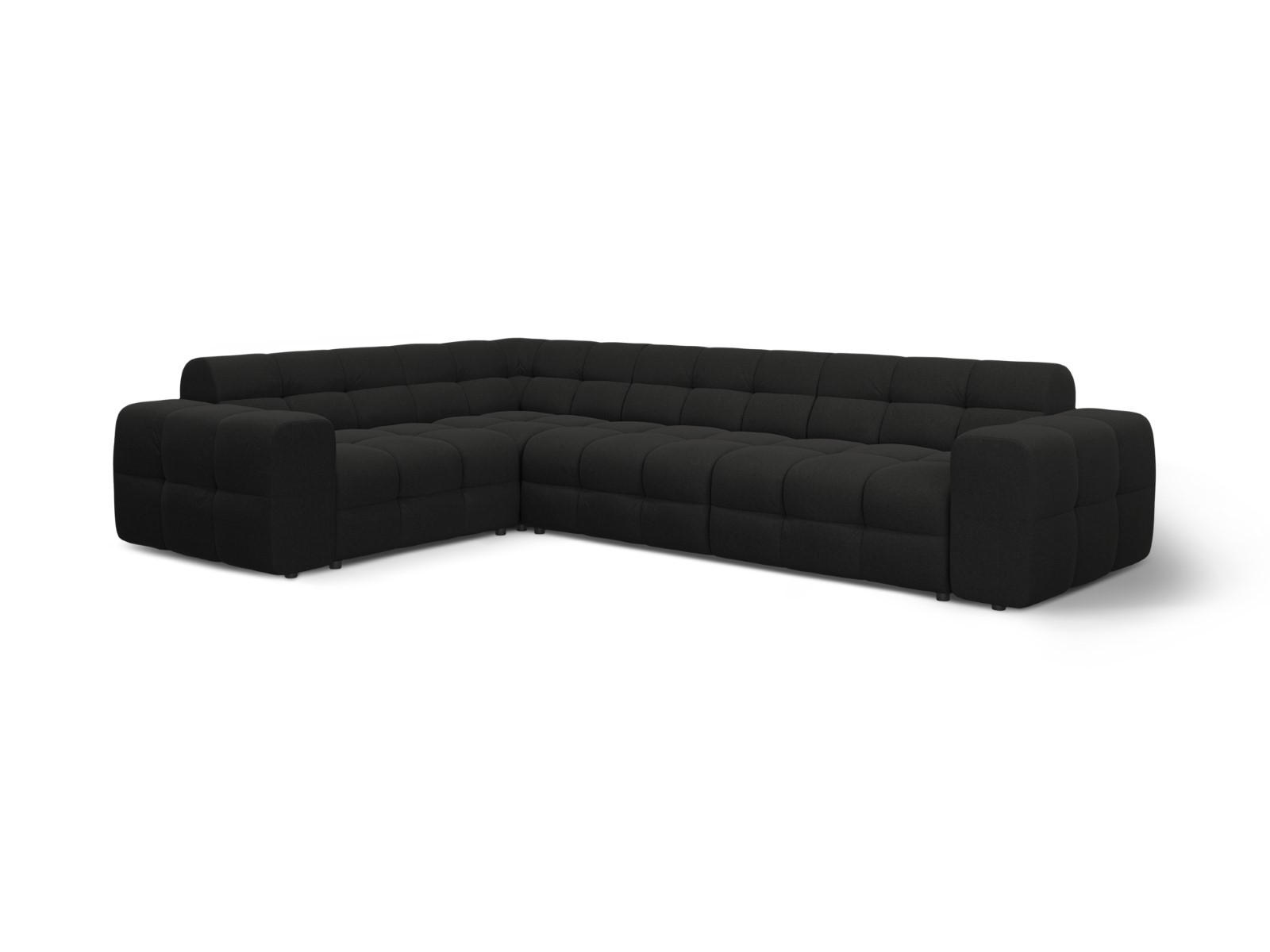 ECKSOFA links Kendal aus strukturiertem Stoff schwarz 6 Sitzplätze - Schwarz, Textil (231/332cm) - Micadoni