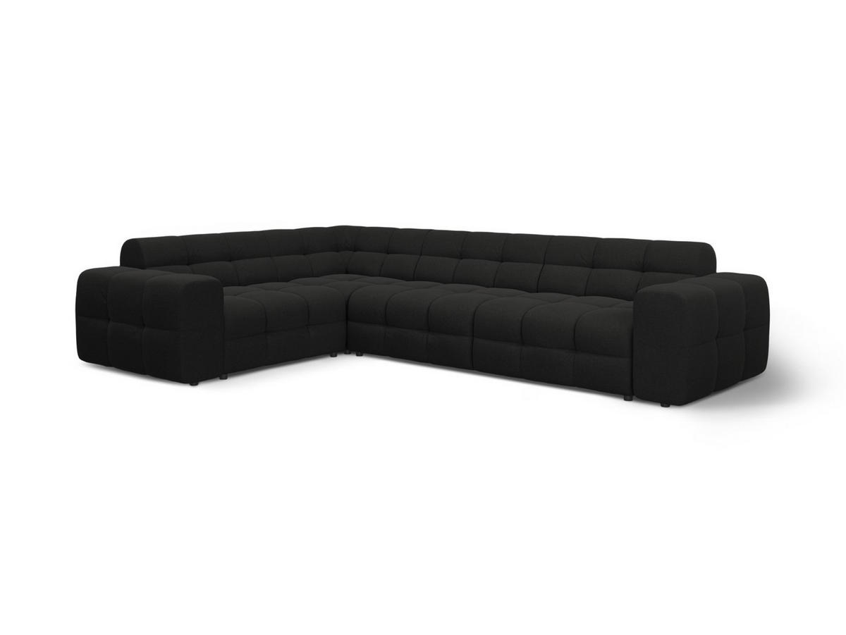 ECKSOFA links Kendal aus strukturiertem Stoff schwarz 6 Sitzplätze - Schwarz, Textil (231/332cm) - Micadoni
