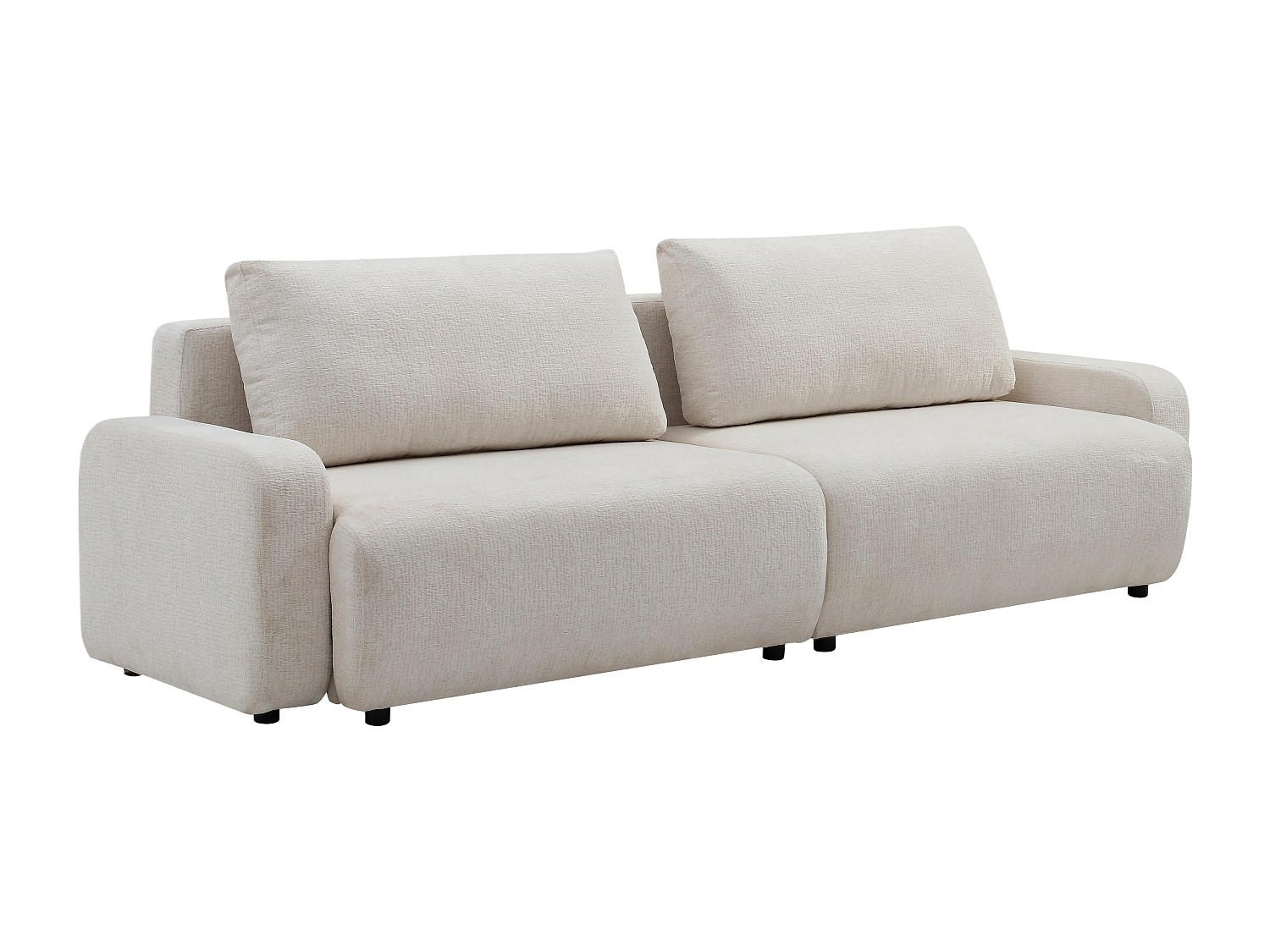 4-SITZER Schlafsofa - Chenille-Stoff - Beige - YOKIRA - Beige, Textil (256/88/99cm) - Vente-Unique