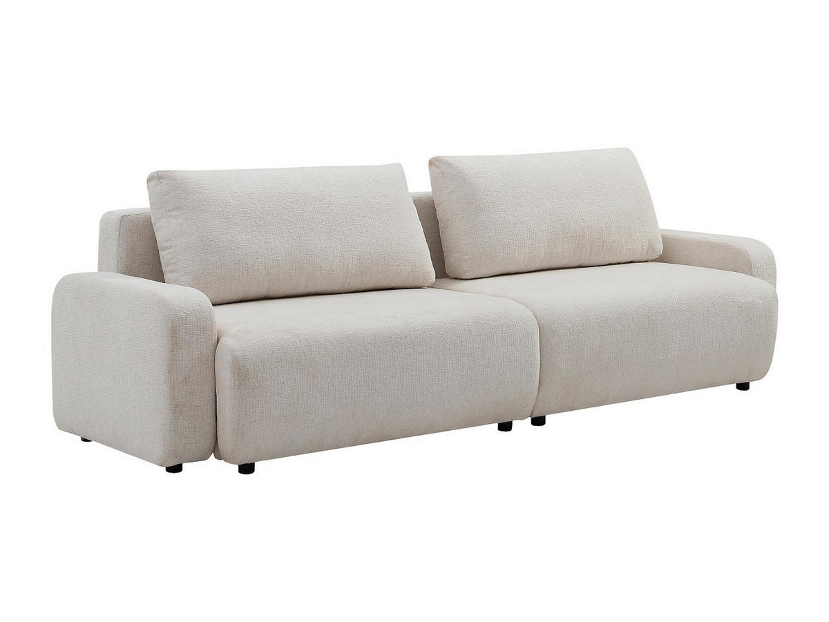 4-SITZER Schlafsofa - Chenille-Stoff - Beige - YOKIRA - Beige, Textil (256/88/99cm) - Vente-Unique