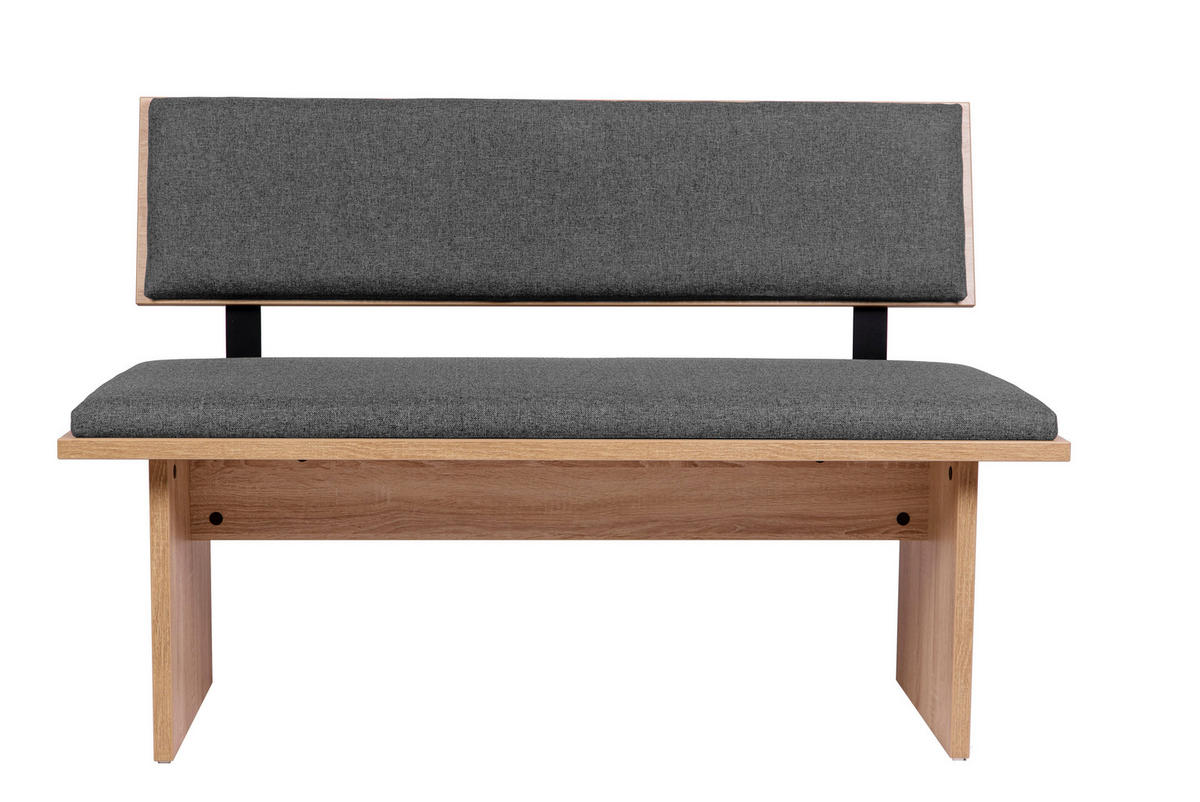 SITZBANK Die Stilvolle - Eichefarben/Grau, Holzwerkstoff/Textil (48/85/125cm) - Kundler Home