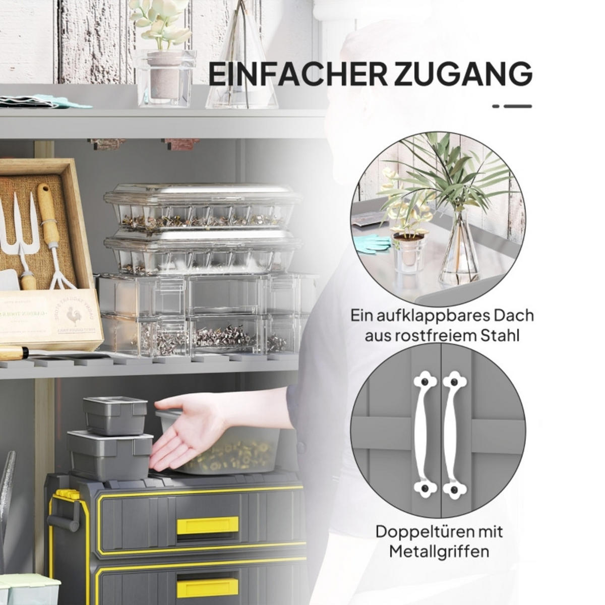 GARTENKOMMODE 74/88/43 cm Grau aus Holz mit Arbeitsfläche - Grau, Holz (43/88/74cm) - OKMYHOME