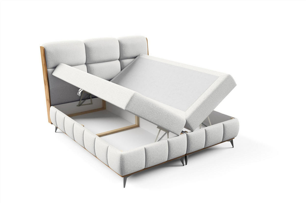 BOXBETT Charlie - Hellgrau, Holzwerkstoff/Textil (200/200cm) - Fun Möbel