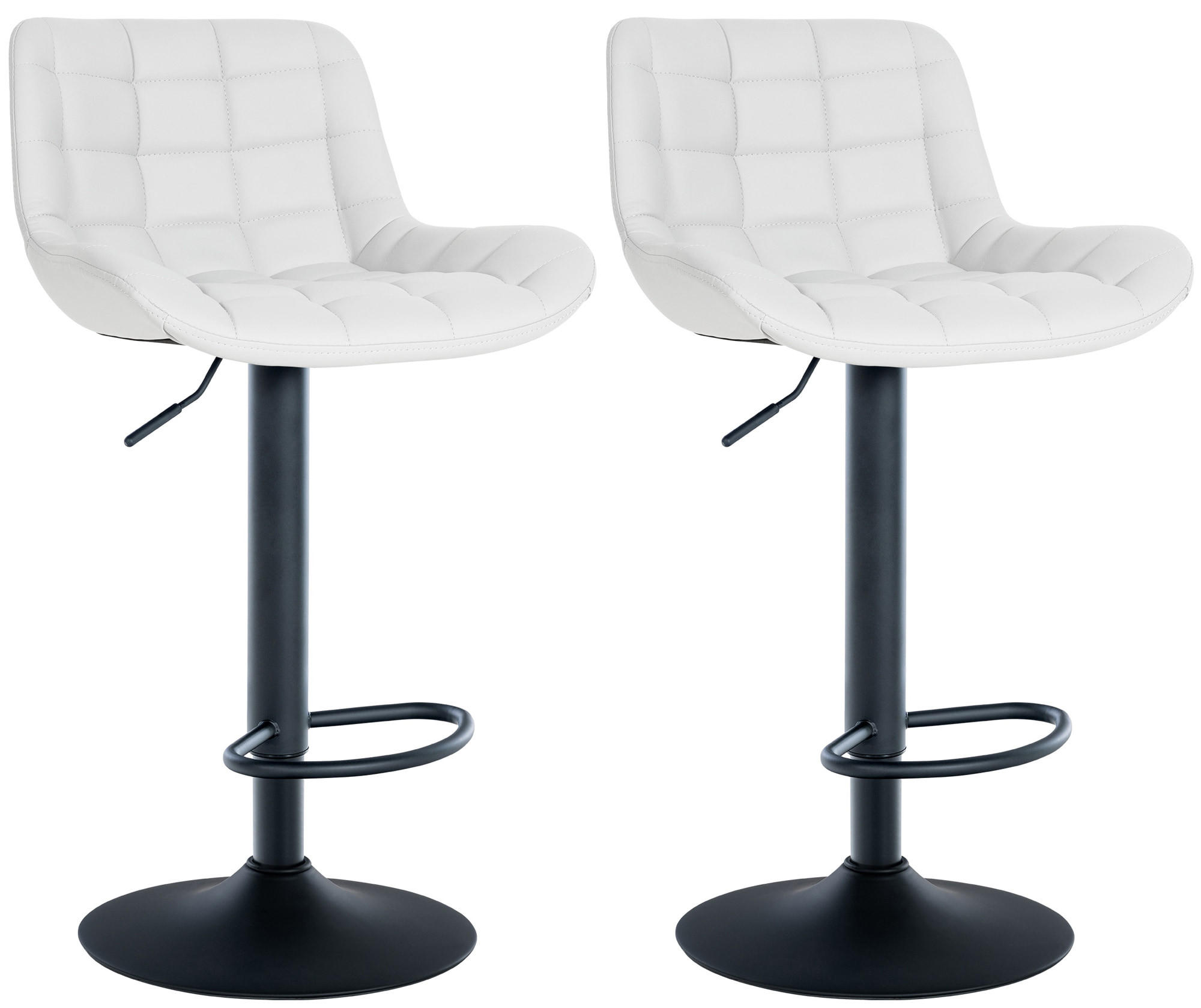 BARHOCKER 2er Set Lederlook weiß - Schwarz/Weiß, Textil/Metall (48/81/54cm) - CLP