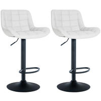 BARHOCKER 2er Set Lederlook weiß - Schwarz/Weiß, Textil/Metall (48/81/54cm) - CLP