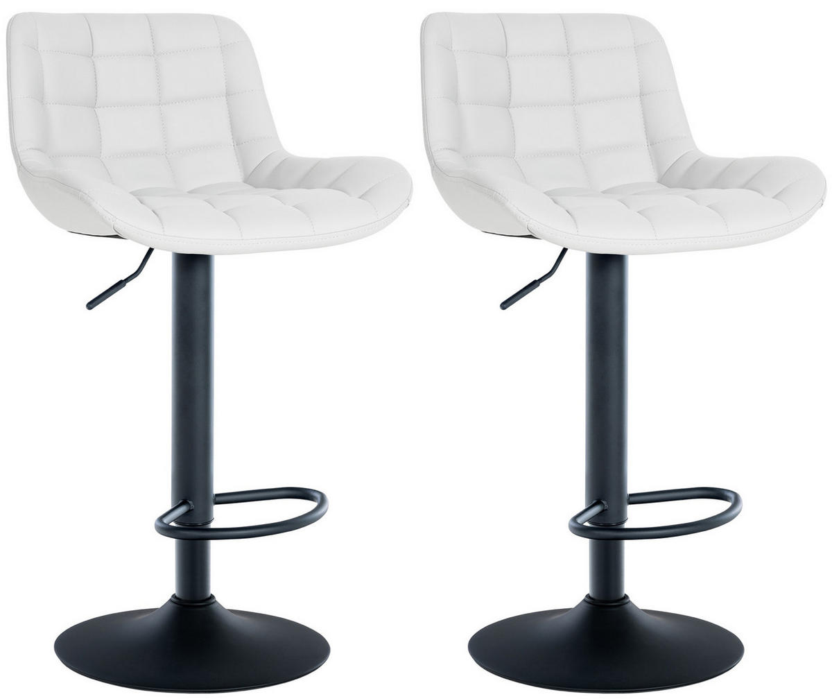 BARHOCKER 2er Set Lederlook weiß - Schwarz/Weiß, Textil/Metall (48/81/54cm) - CLP