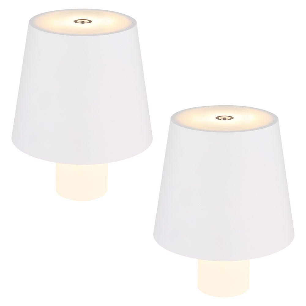 2X LED TISCHLEUCHTE Vannie Weiß - Weiß, Kunststoff (10.6/10.6/13cm) - Globo Lighting