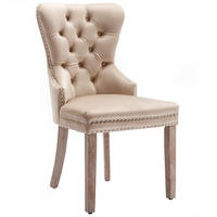 ESSZIMMERSTUHL 2er-Set - Samtbezug mit Knopfheftung, Ziernieten und Griffring - Beige - Beige, Textil (53.5/95/64cm) - DELFA