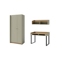 JUGENDZIMMER ALBI A 3-teilig in Eukalyptus / Baltic Düne Eiche - Alteiche/Eukalyptusholzfarben, Holzwerkstoff (215/195/65cm) - Deine Möbel 24