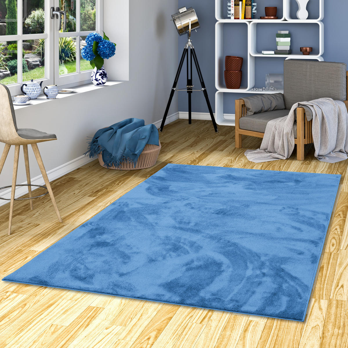 LUXUS SUPER SOFT HOCHFLOR LANGFLOR TEPPICH DELUXE - Blau, Textil (200/250cm) - Snapstyle