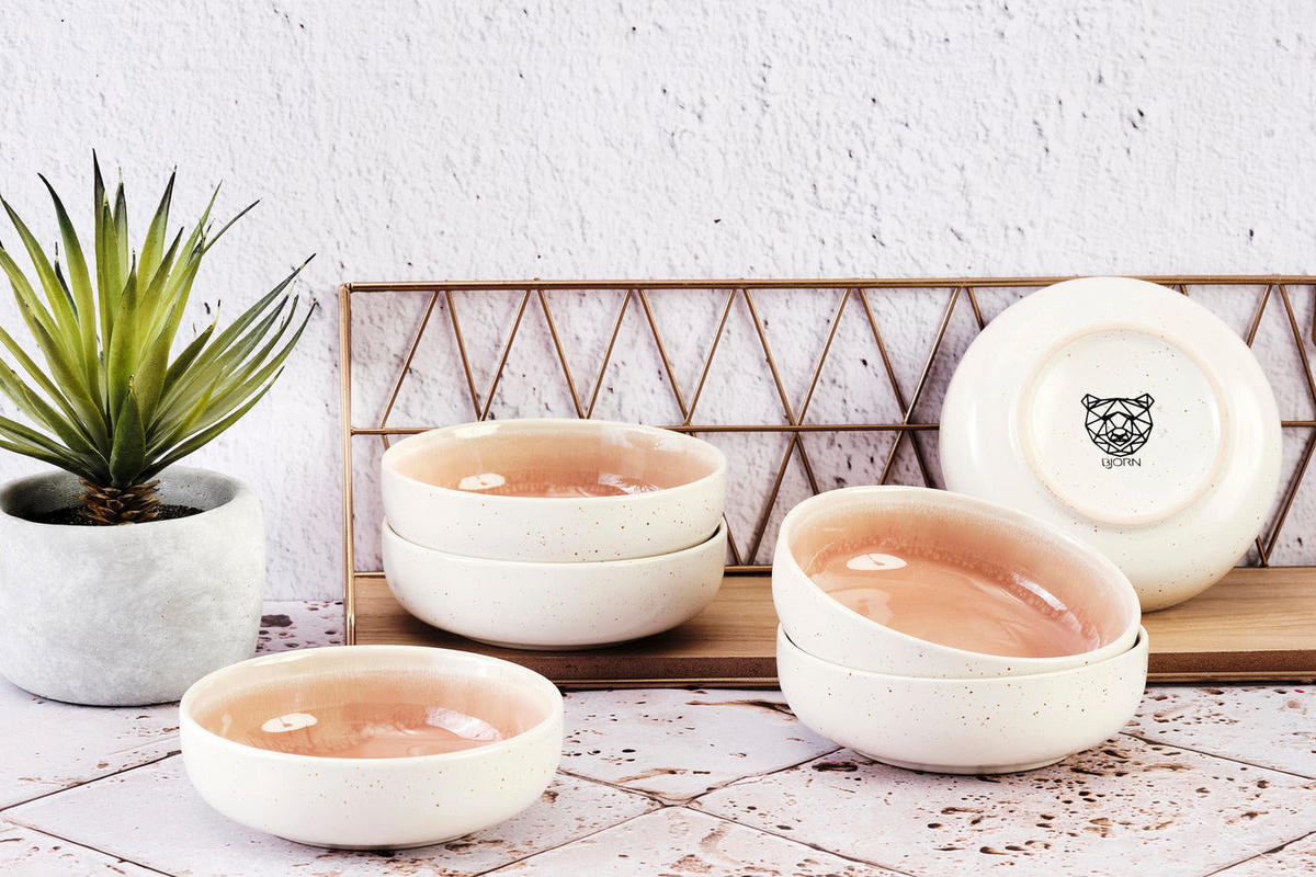 SCHALEN Oxygen Ø13cm - 6er-Set -Puderrosa - Pink, Keramik (13cm) - Björn