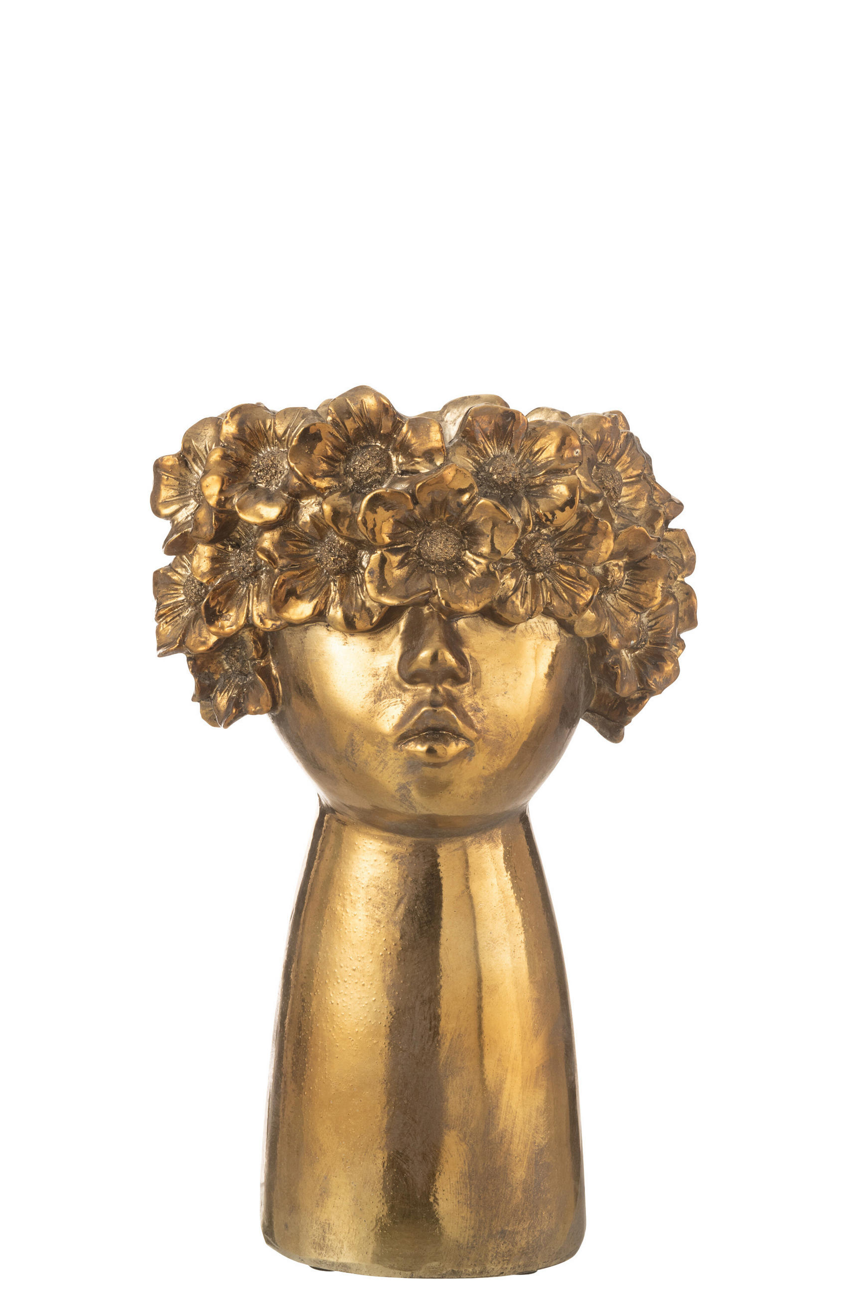 BLUMENTOPF NEBU KOPF - Polyresin - Gold - L - Ø 18,5 cm - Goldfarben, Glas/Naturmaterialien (18.5/35cm) - J-Line
