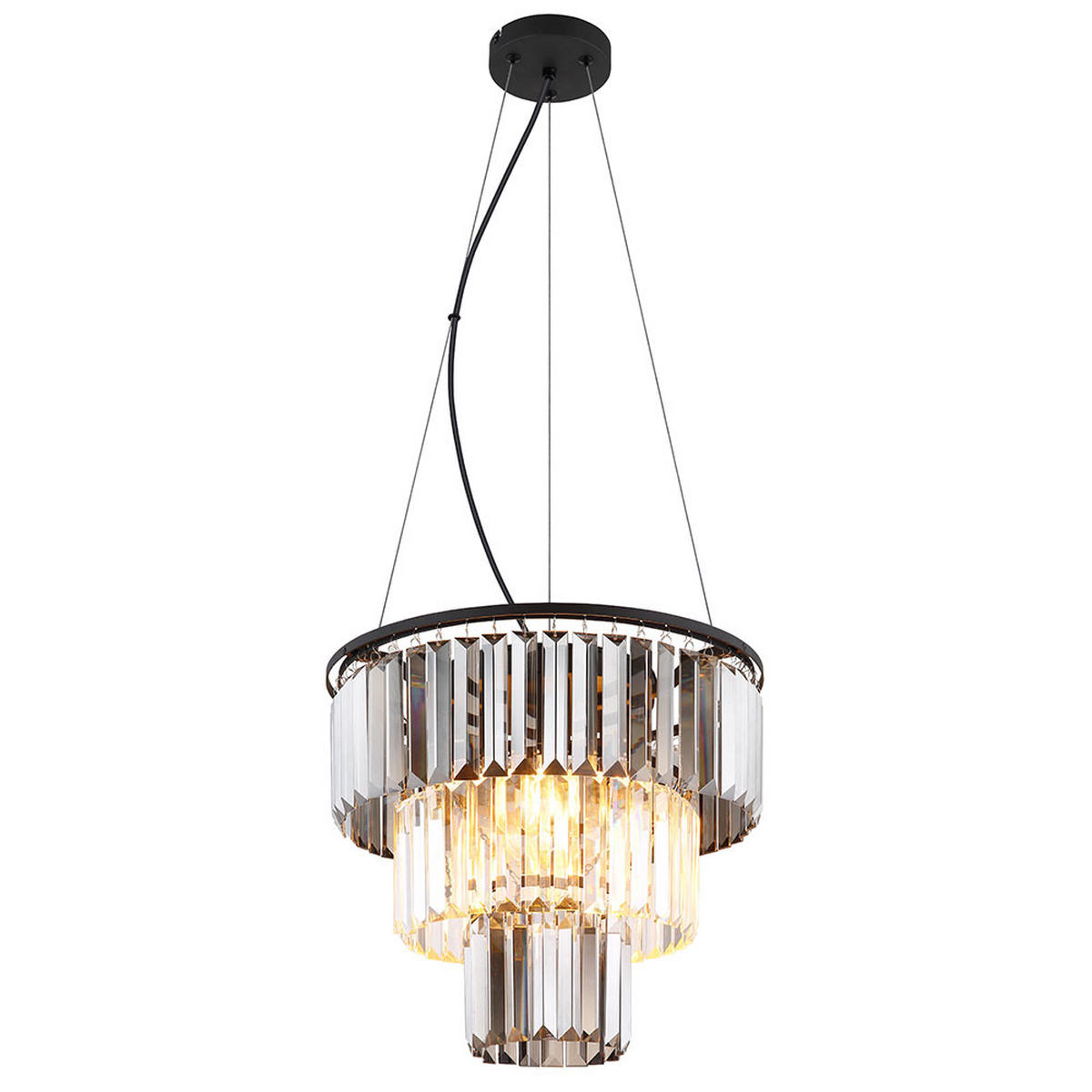 LED HÄNGELEUCHTE Metall Kristalloptik Schwarz - Schwarz, Glas (40/40/120cm) - Globo Lighting