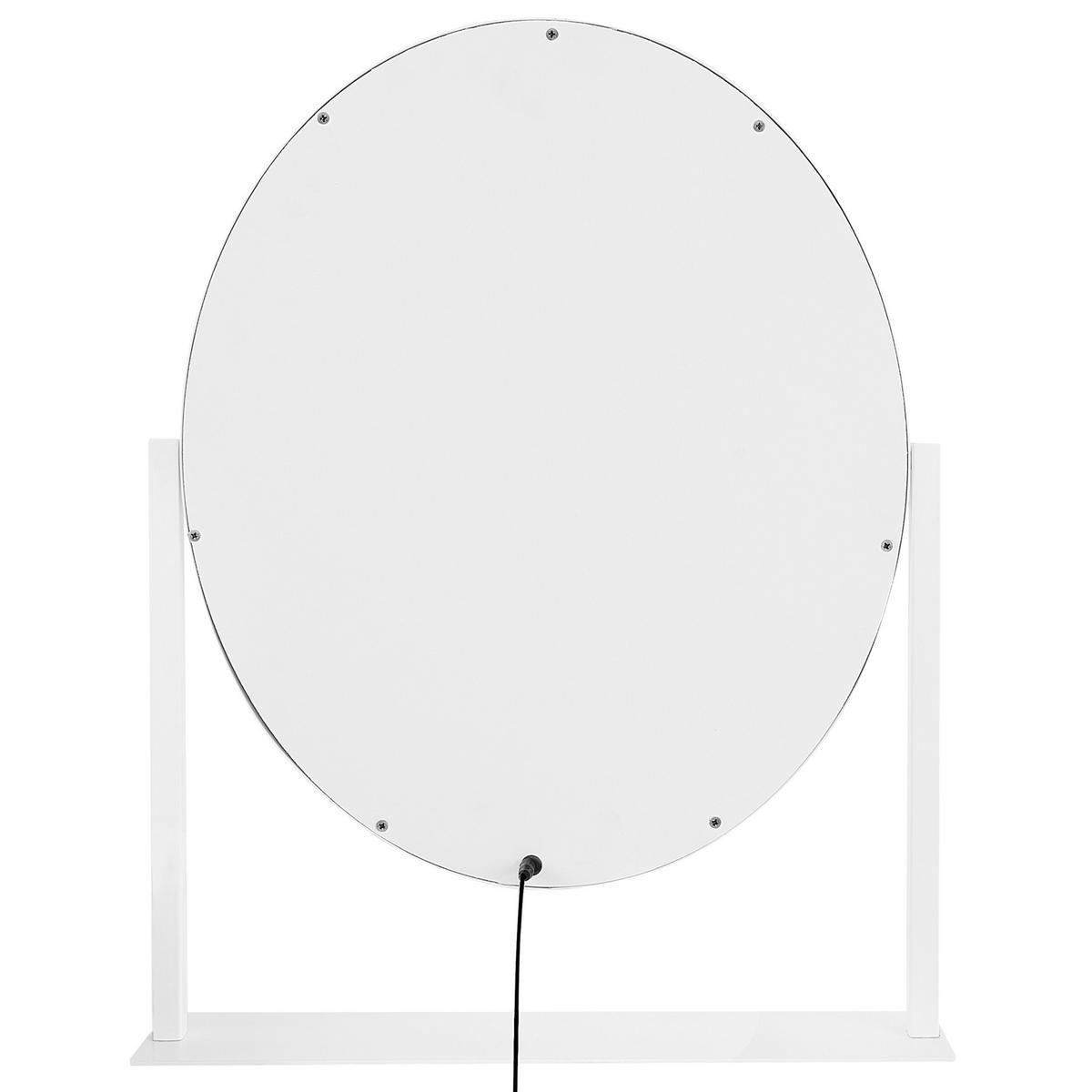 KOUPELNOVÉ ZRCADLO s LED osvětlením oválné 50/60 cm Rostrenen - bílá, kov (55/70/2.5cm) - Beliani