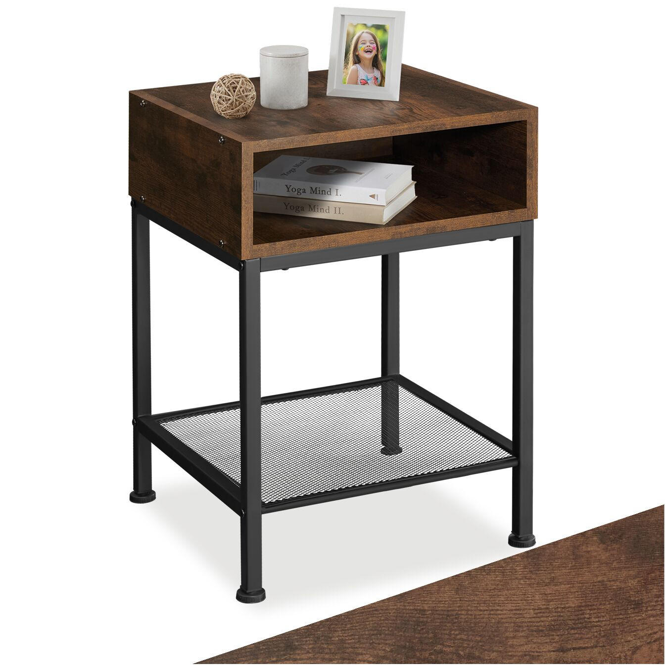 NACHTSCHRANK Harlow,40,5 x 40,5 x 59 cm,Industrial Holz dunkel, rustikal - Rostfarben, Holzwerkstoff (40.5/59/40.5cm) - tectake