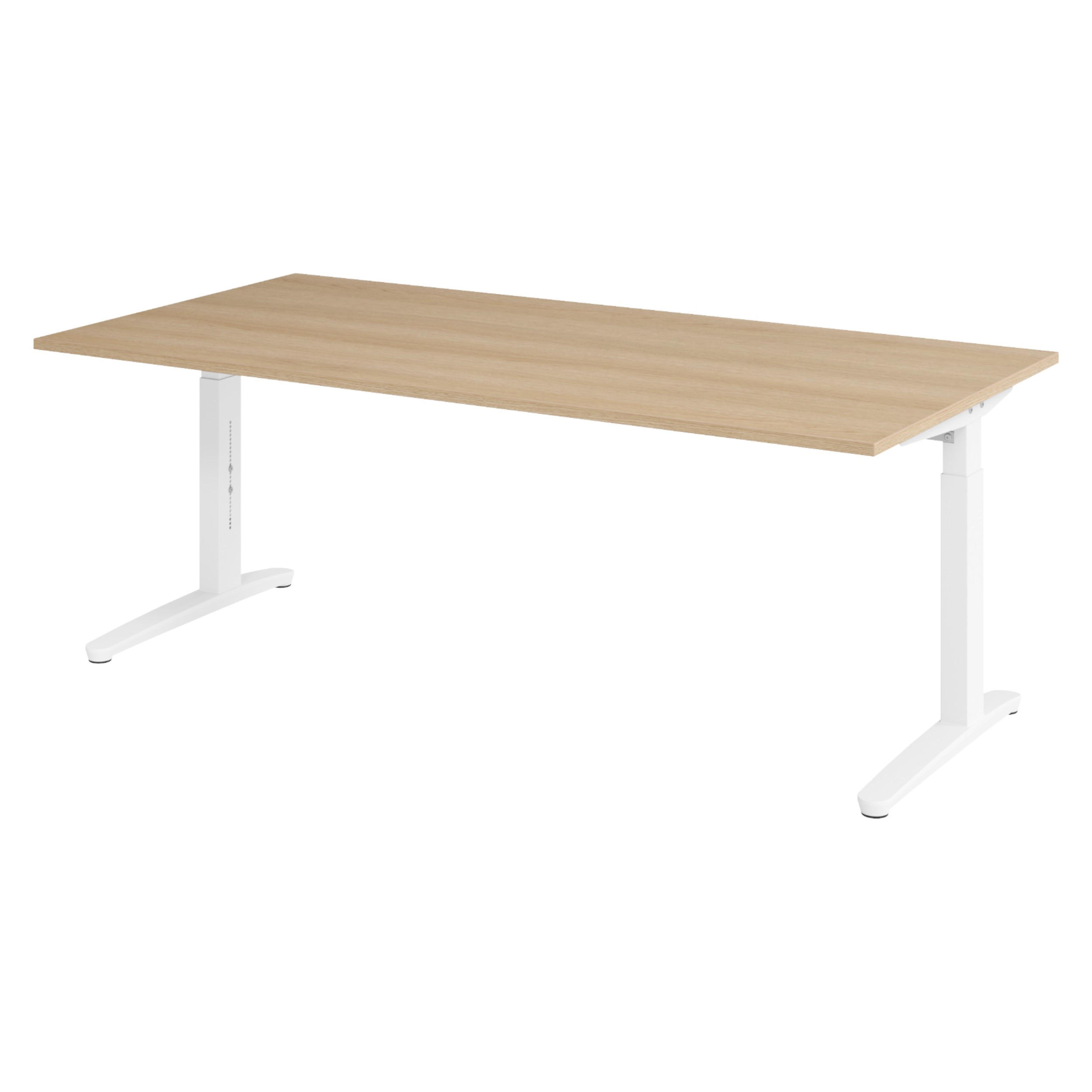 bümö Schreibtisch Eiche, Weiß 200x74x100 cm