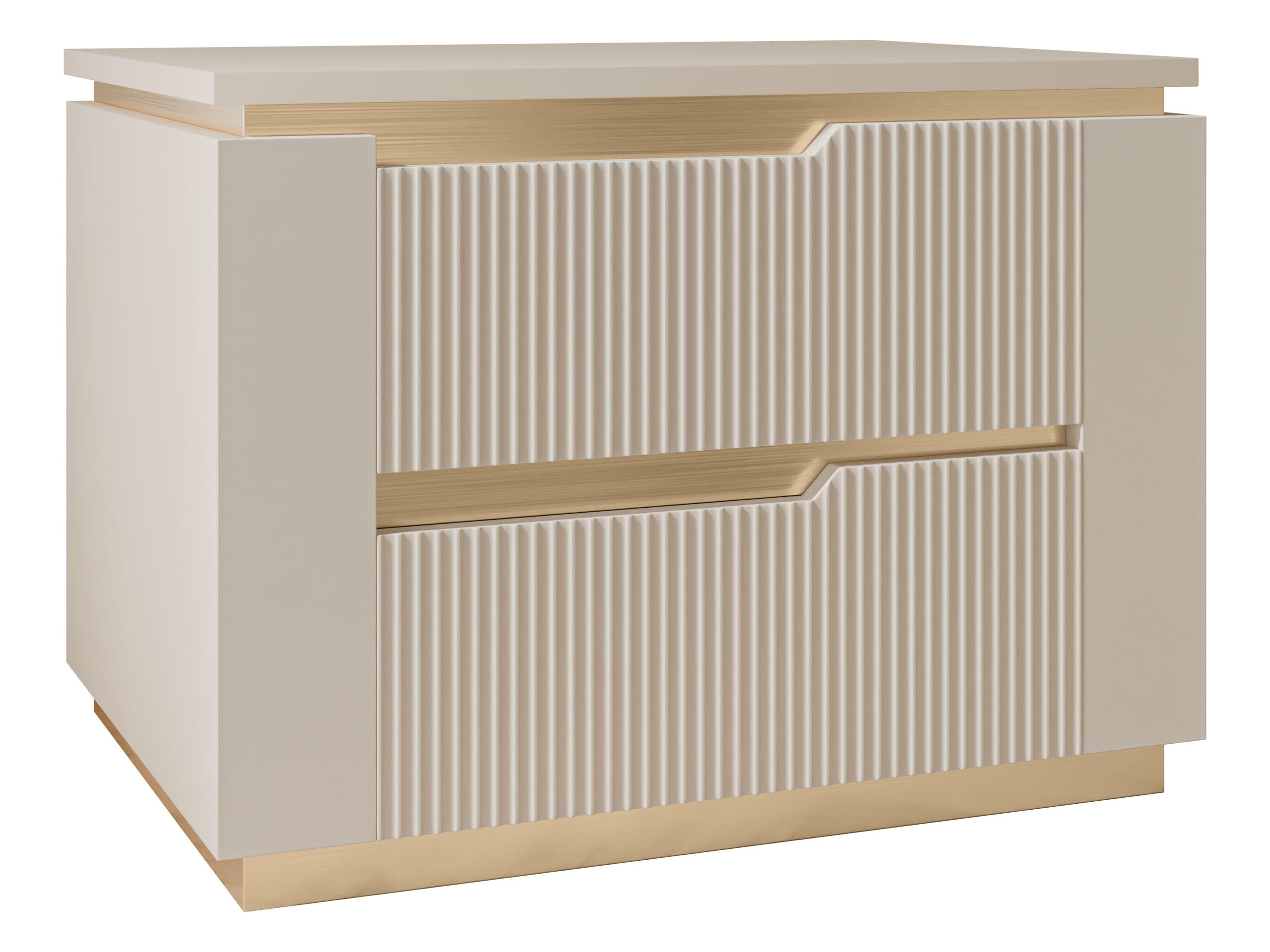 NACHTTISCH Hilafin 2S - Sandfarben/Goldfarben, Holzwerkstoff/Kunststoff (56/42/40cm) - MIRJAN24