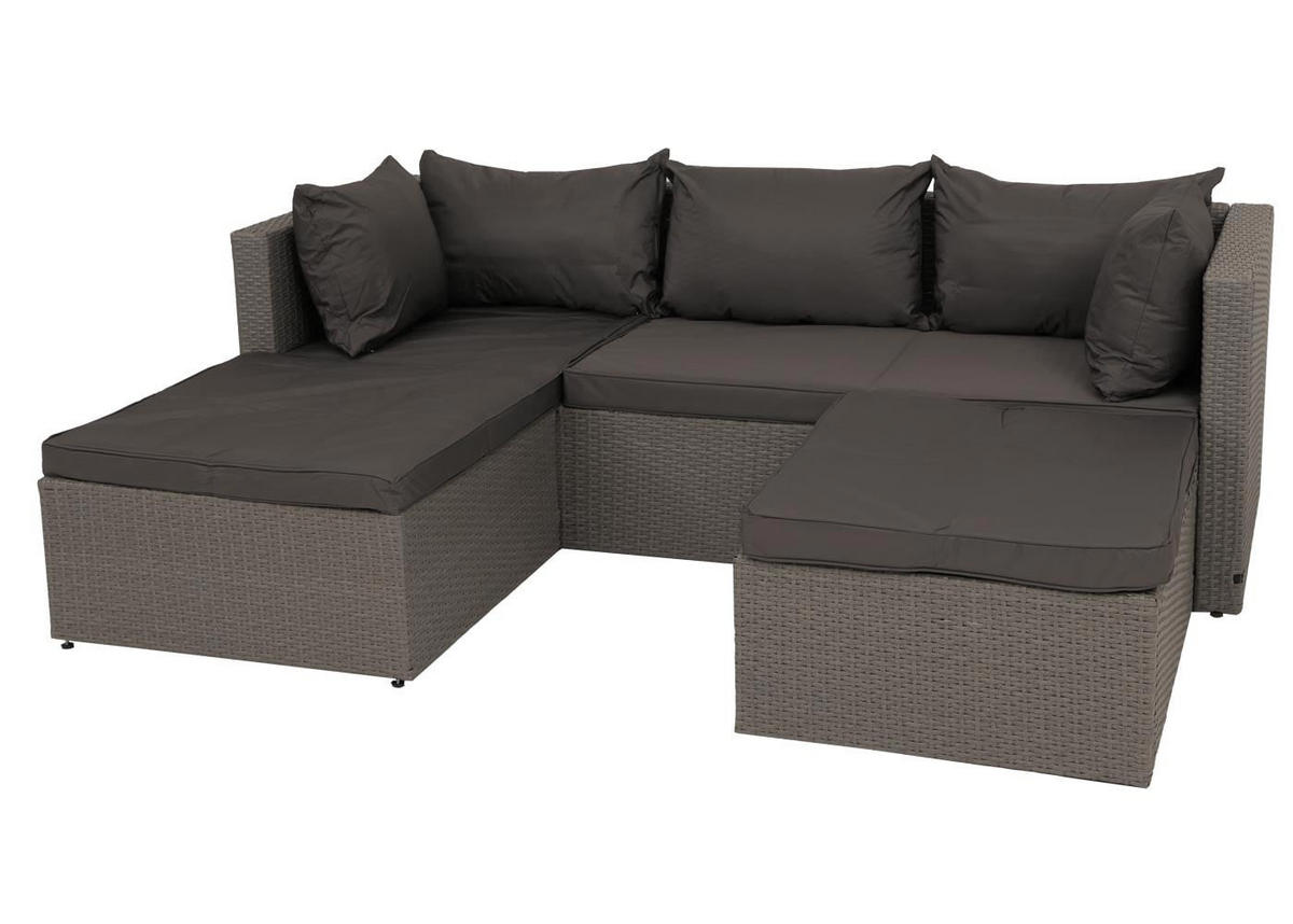 GARTEN-SET Grau Polster Dunkelgrau - Grau, Textil - PROREGAL