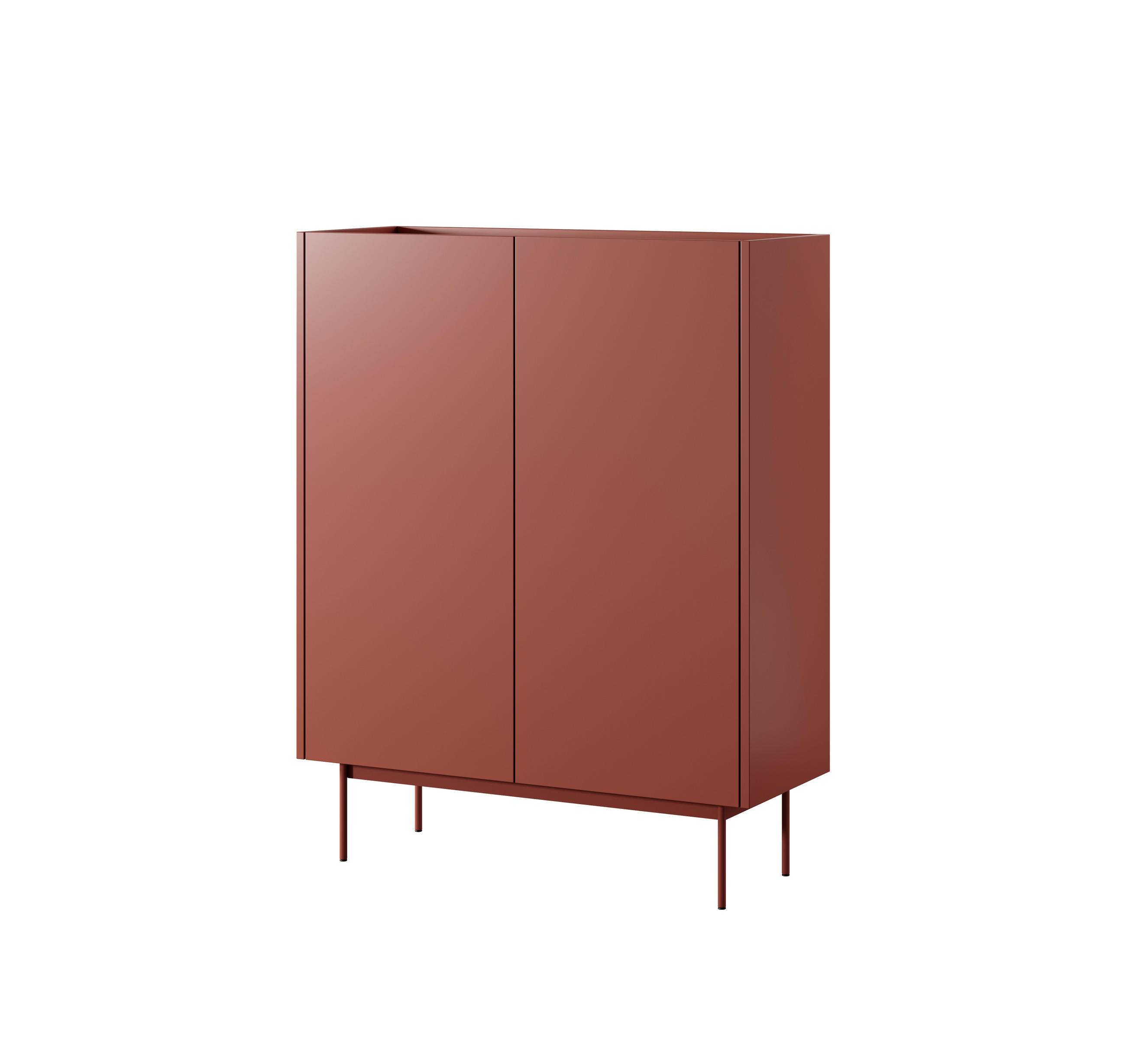 KOMMODE : Korpus und Front: Ziegel, Linea-Eiche TOP, 97 x 122 x 37 cm - Rot, Holzwerkstoff (97/122/37cm) - 3XE LIVING