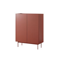 KOMMODE : Korpus und Front: Ziegel, Linea-Eiche TOP, 97 x 122 x 37 cm - Rot, Holzwerkstoff (97/122/37cm) - 3XE LIVING