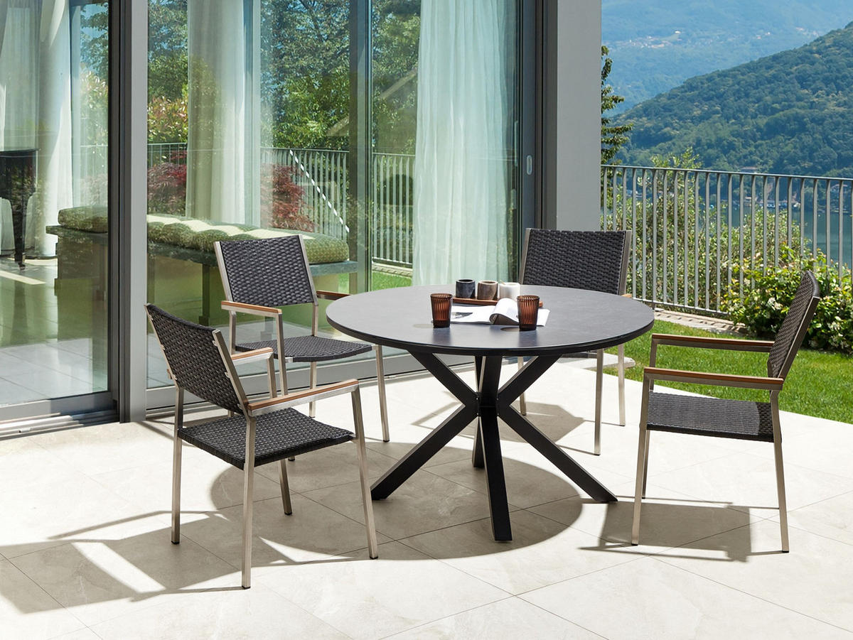 GARTENMÖBEL-SET 4-Sitzer Grau Maletto/Grosseto - Silberfarben/Schwarz, Metall - Beliani
