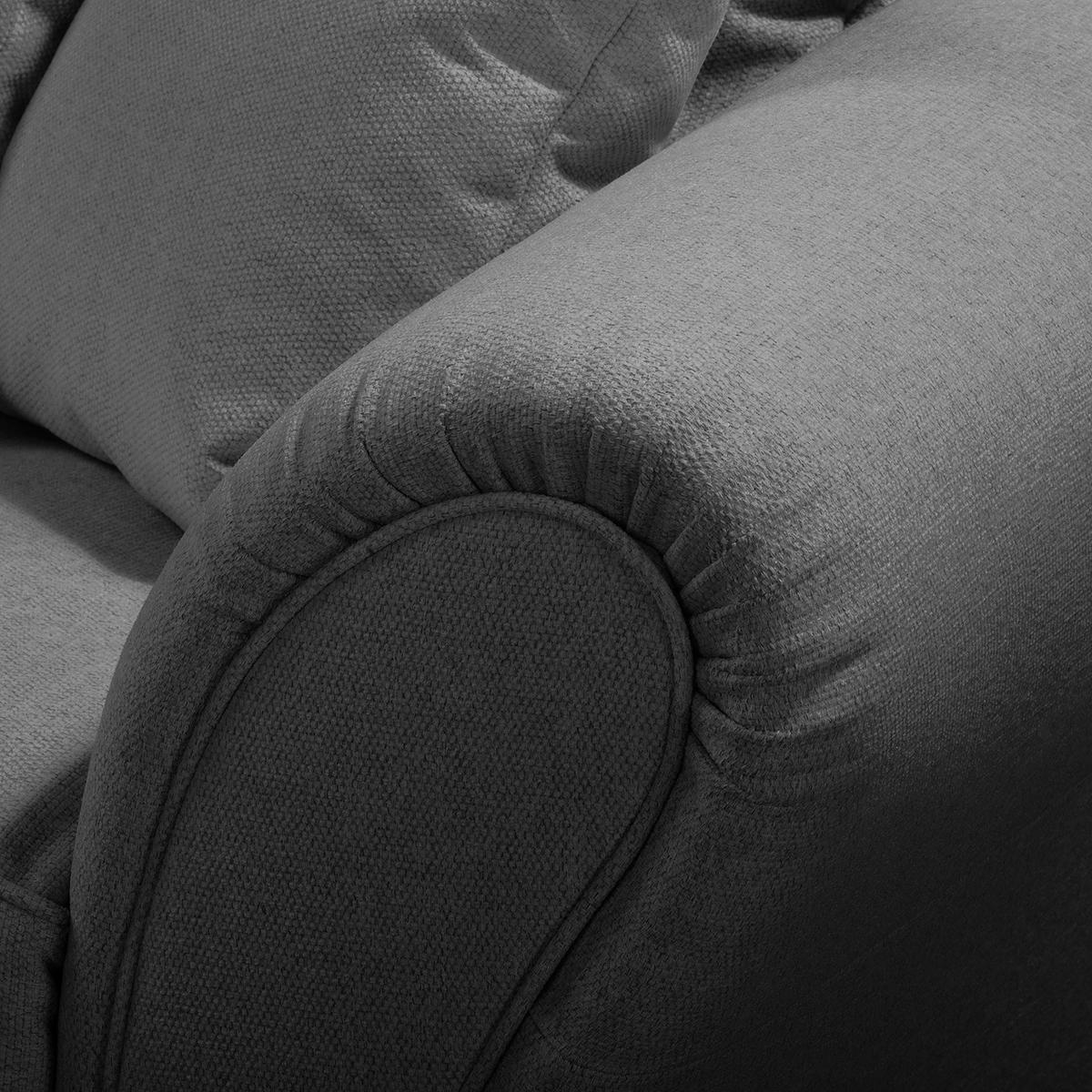 BIGSOFA - Webstoff - Anthrazit/Braun, Holz/Textil (227/95/108cm) - home24