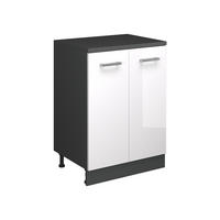 SKRINKA DO PODKROVIA Rion Biely vysoký lesk 60 x 81.6 cm bez sklonu s 2 dverami - biela s vysokým leskom, kompozitné drevo (60/83.8/46cm) - Vicco