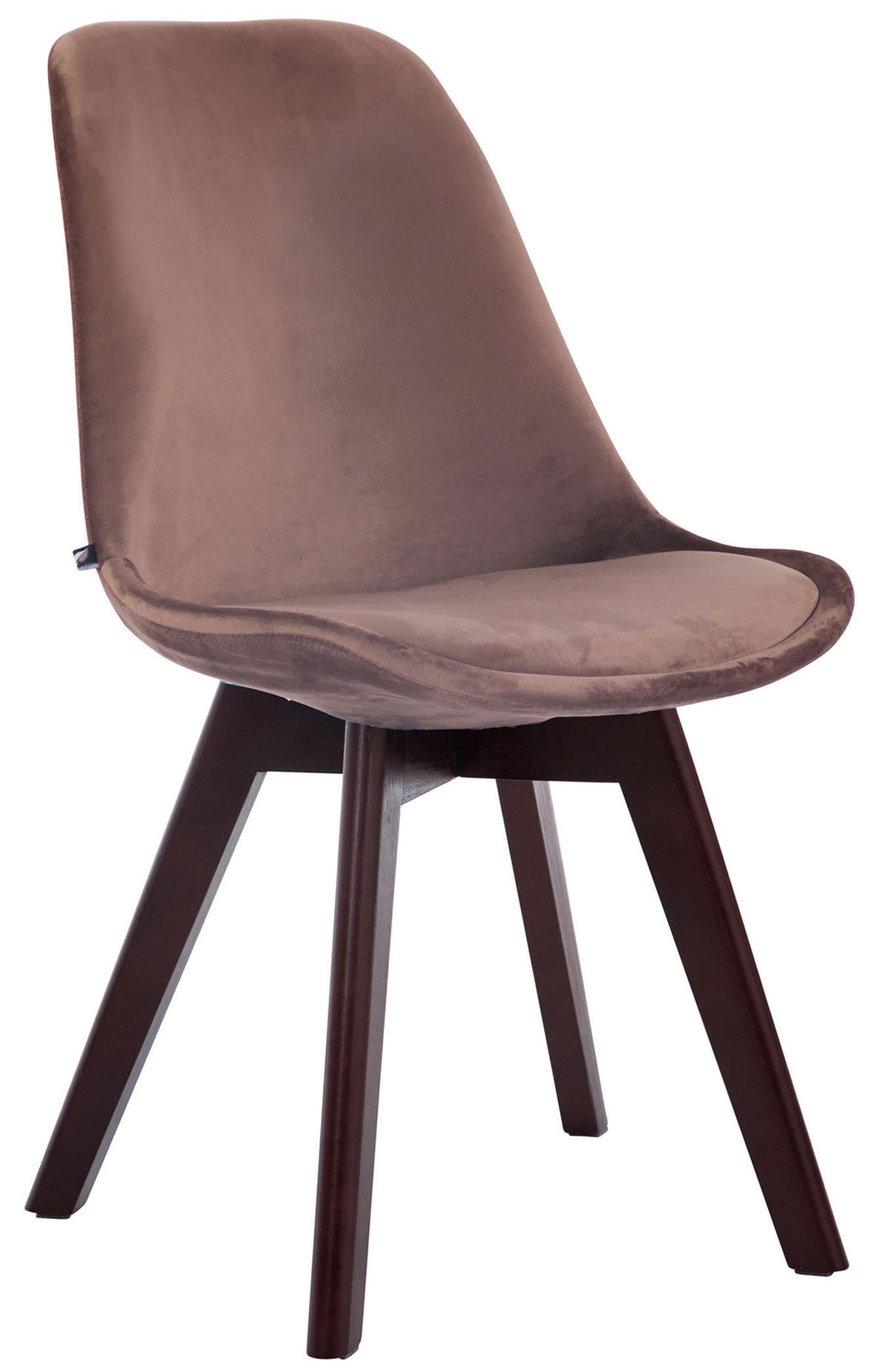 STUHL 4er Set Samt braun - Walnussfarben/Braun, Holz/Textil (48/84/55cm) - CLP