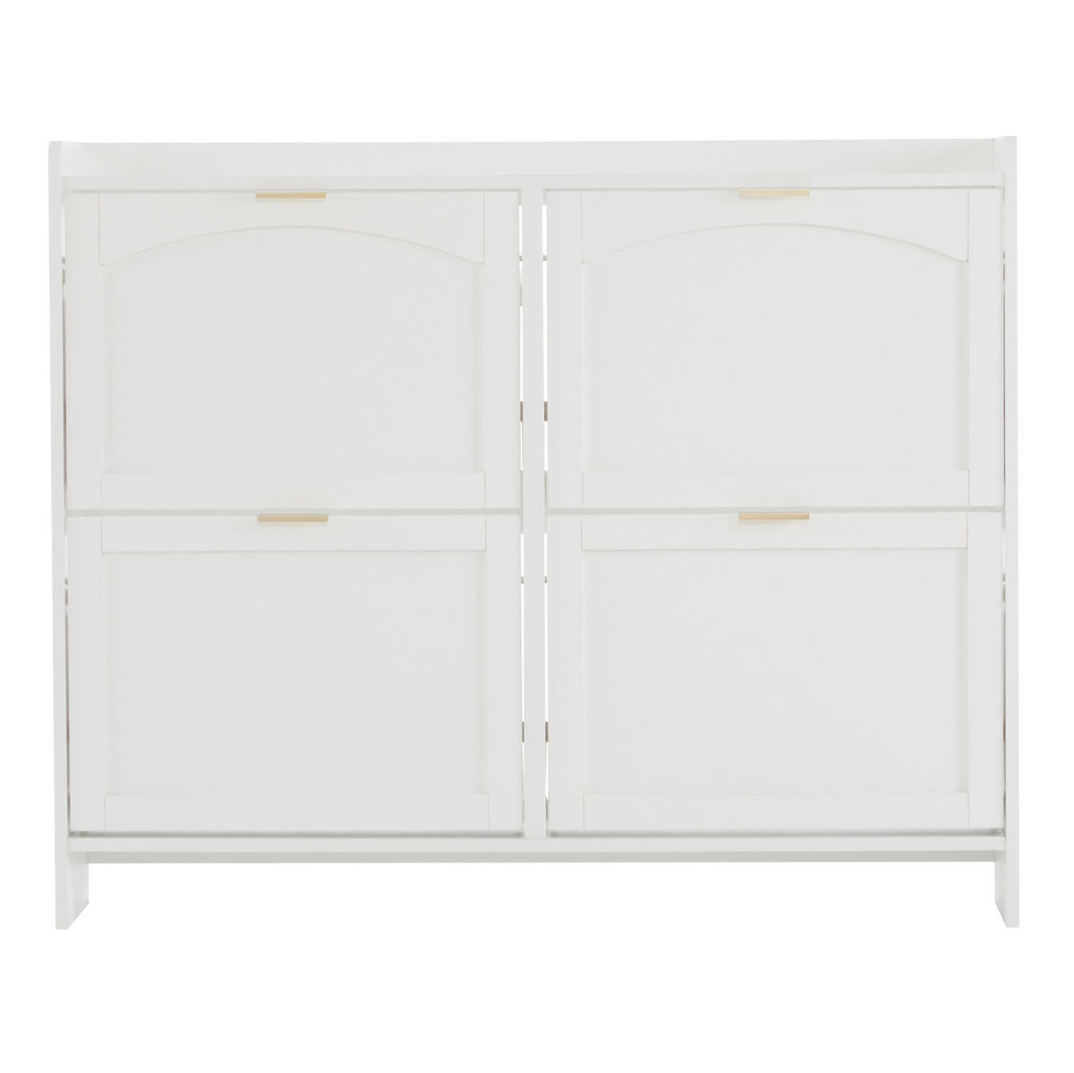 SCHUHSCHRANK mit 4 Klappenfächern 110 x 90 x 24 cm Weiß - Weiß, Holzwerkstoff (24/90/110cm) - Beauniv