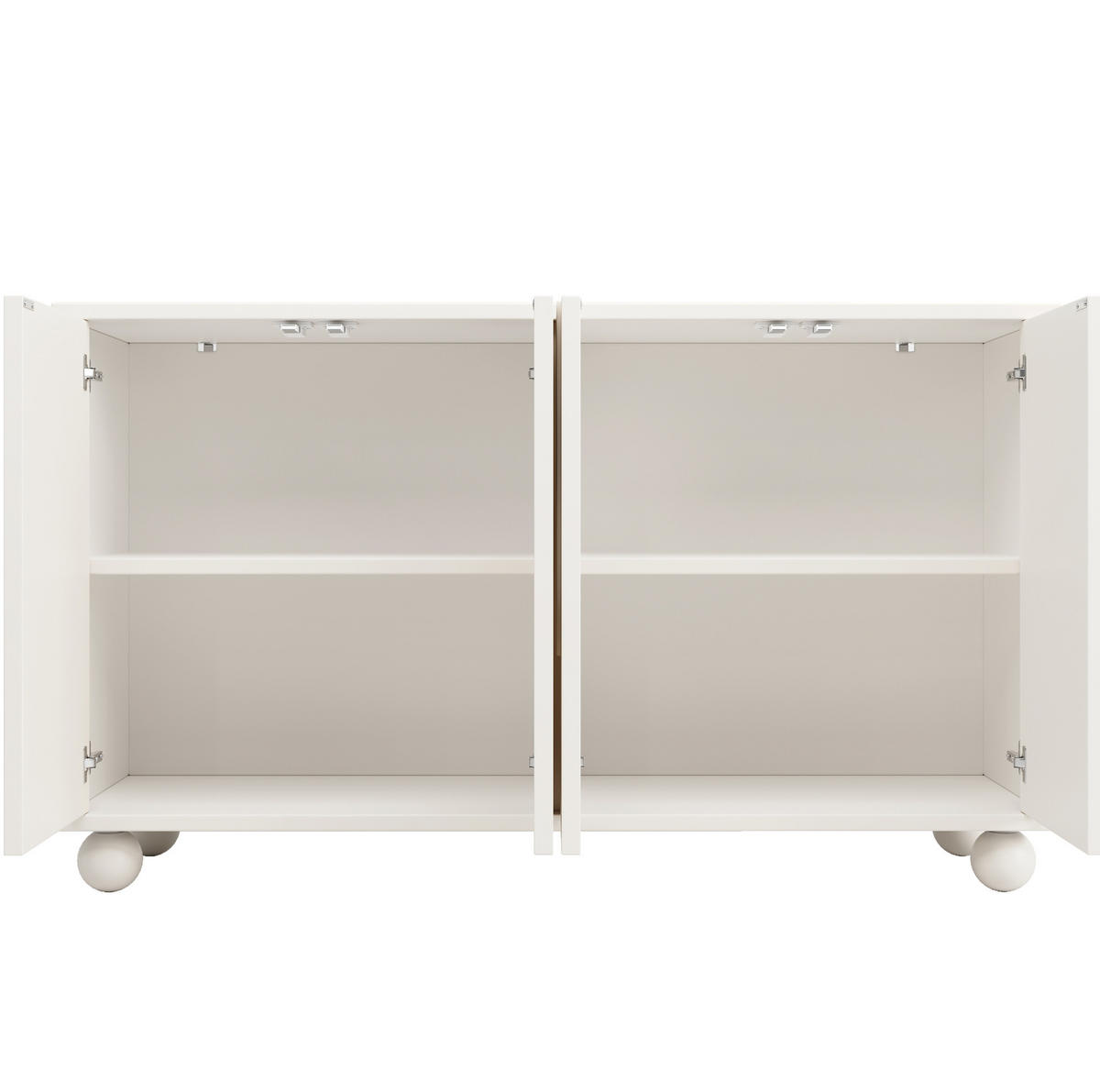 PŘÍBORNÍK z MDF 120x35x71 cm bílý s krémovými dvířky, nastavitelnou policí a ochranou proti převrácení - bílá, kompozitní dřevo (120/71/35cm) - Modfu