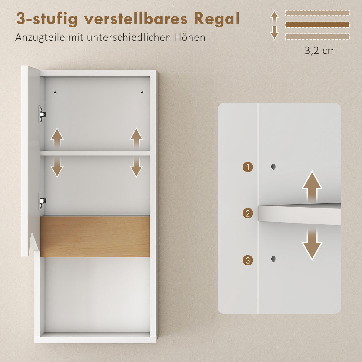 BADEZIMMERSCHRANK Weiß 17.0/30.0/67.0 cm - Weiß, Holzwerkstoff (30/67/17cm)