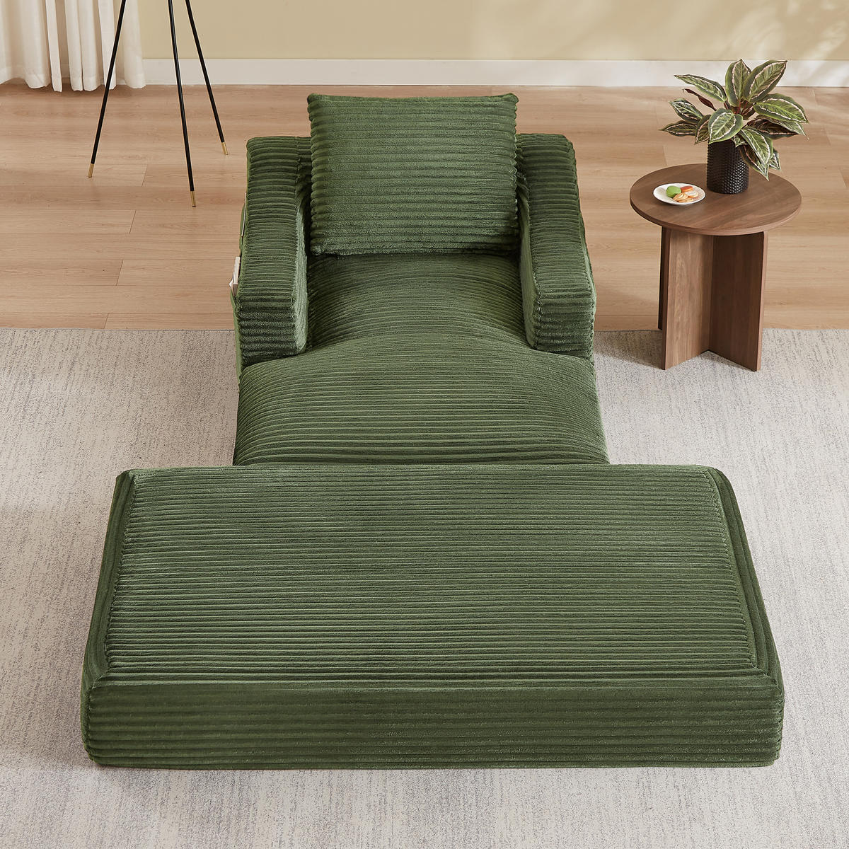 SOFAELEMENT 160/100/85 cm Grün Cord mit Aufbewahrungstasche - Grün, Textil (162/68/100cm) - Oxeza
