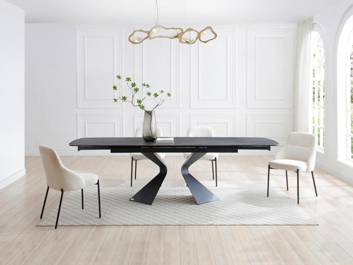 ESSTISCH - 6 Personen, 8 Personen, 10 Personen - Keramik, Glas - Schwarz - KAJARI - Schwarz, Glas/Keramik (90/220/76cm) - Vente-Unique