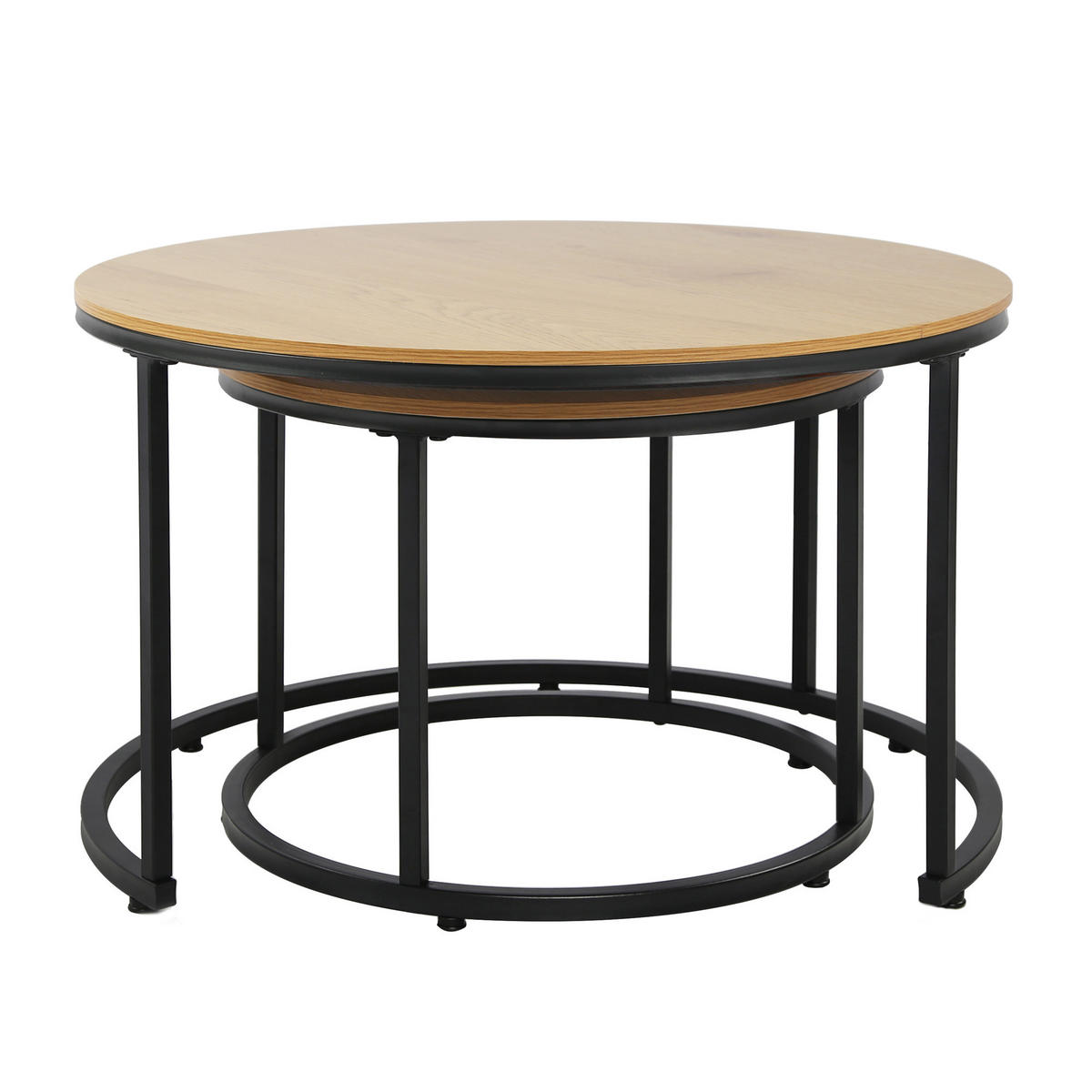 COUCHTISCH 2er Set rund Eiche hell - Hellbraun, Holzwerkstoff (70/70/42.5cm) - Home Collective