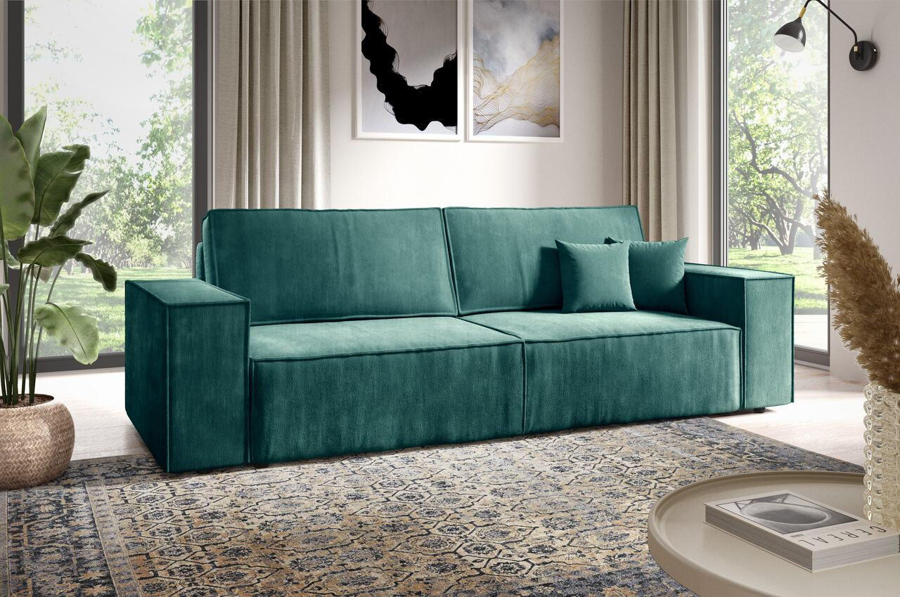 SCHLAFSOFA mit Bettkasten Türkis - Türkis, Textil (255/88/102cm) - Furnisell