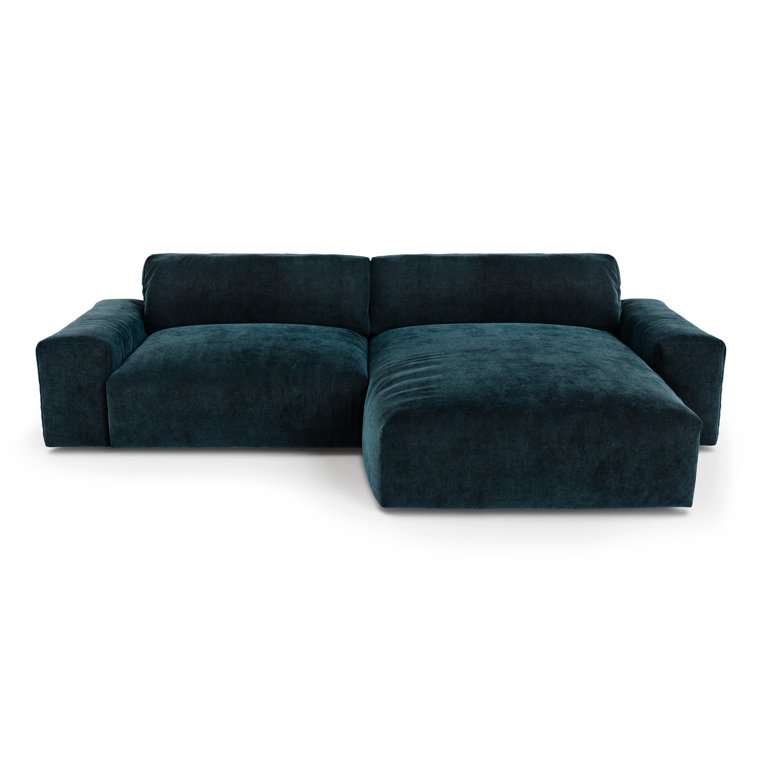 ECKSOFA RECHTS Samt Pfauenblau 310cm - Blau/Hellblau, Textil (310/174cm) - Sia Home