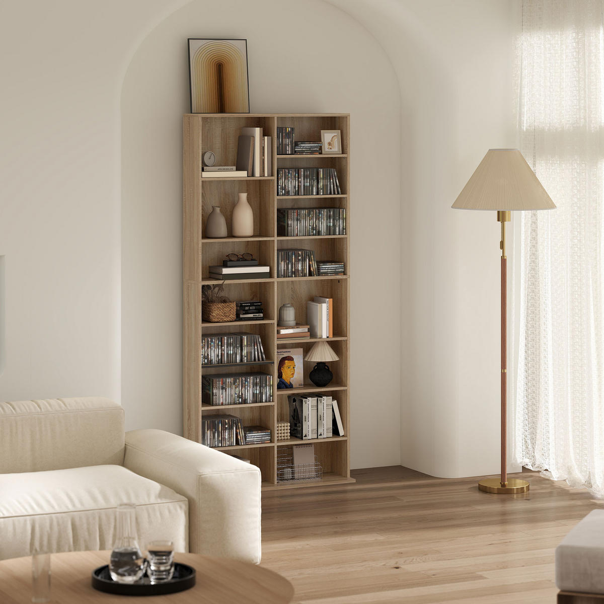 CD-REGAL Spanplatte Naturholz - Naturfarben, Karton/Holzwerkstoff (24/175/78.5cm) - HOMCOM