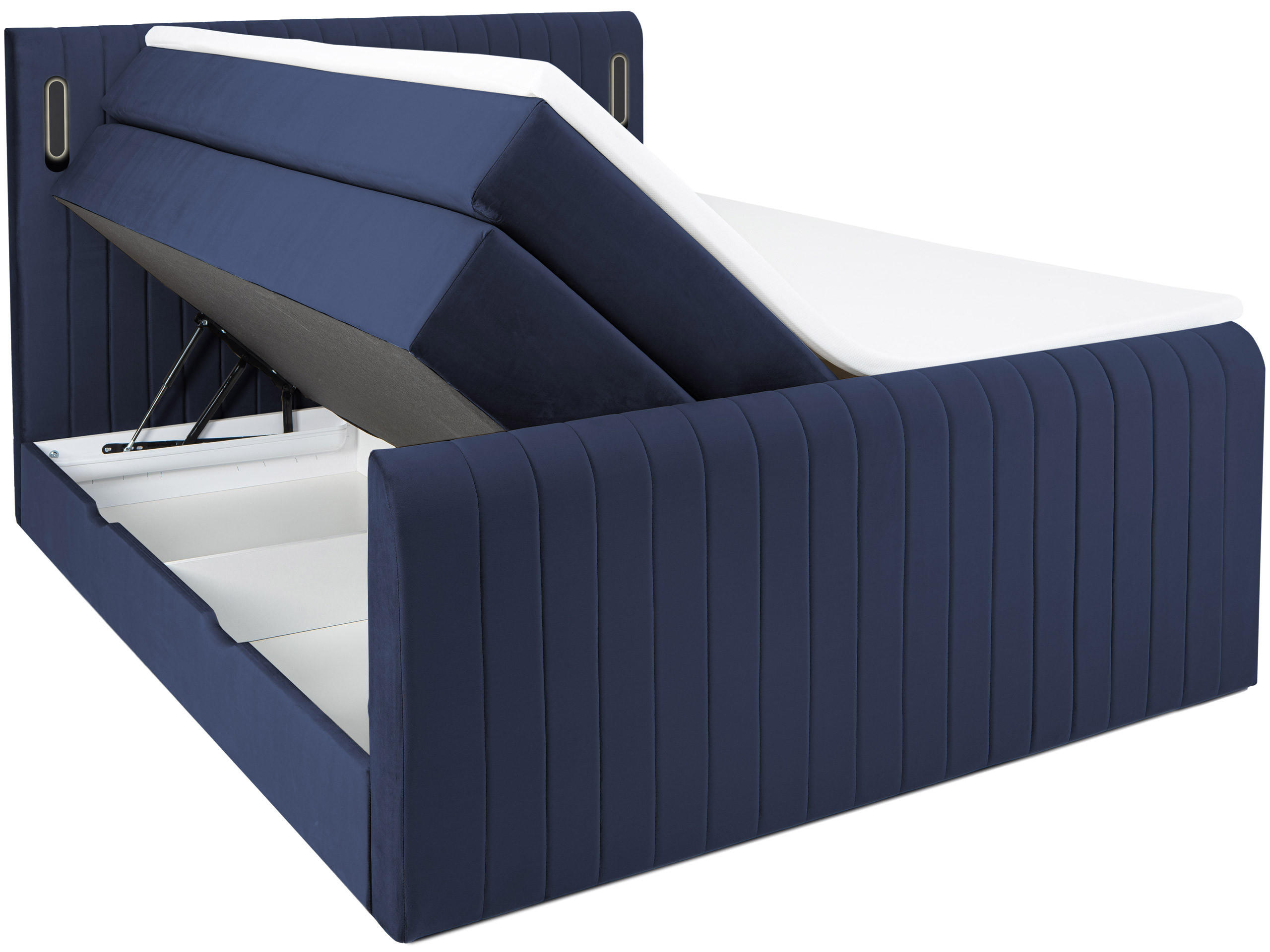 BOXSPRINGBETT FLY blau 160/200 cm H3/H4 Samt - Blau, Textil (160/200cm) - wonello