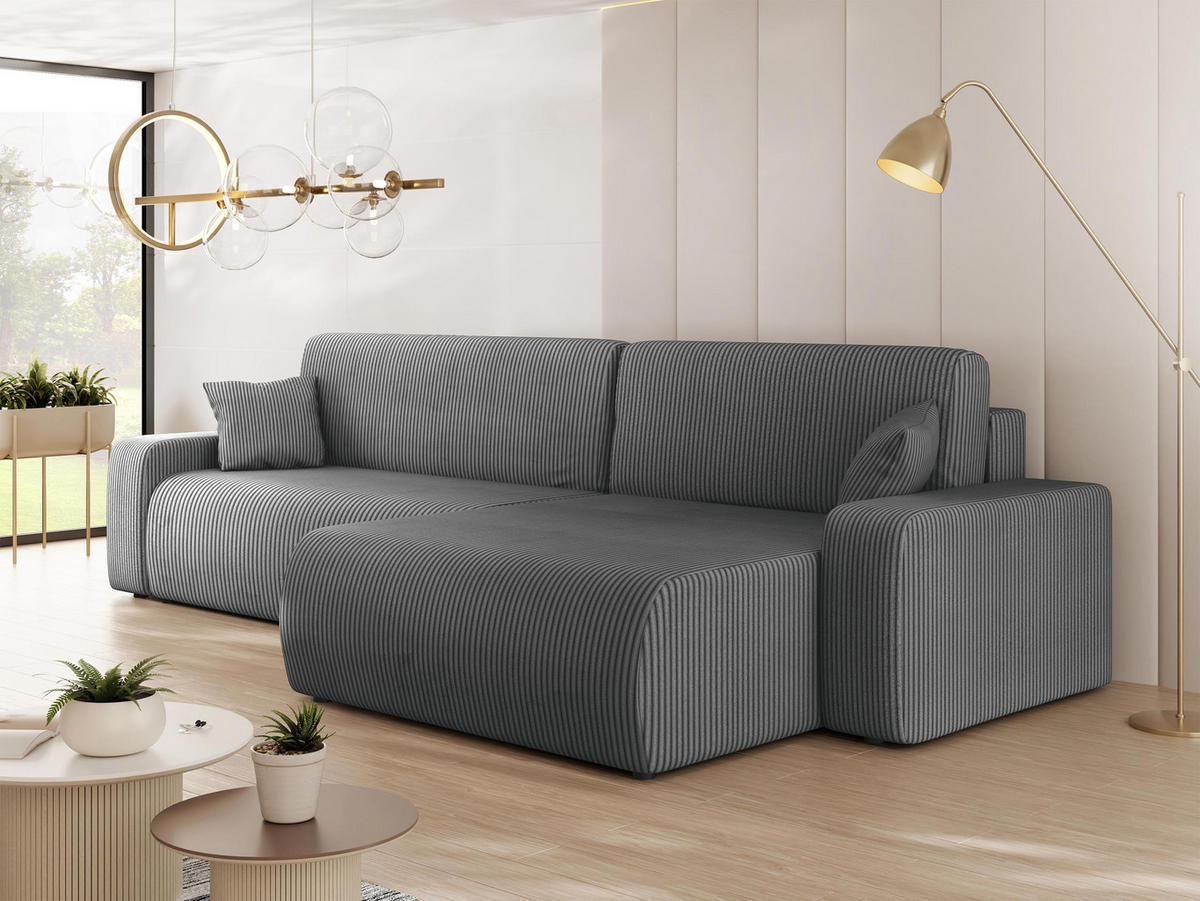 ECKSOFA Piano L Cord - Schwarz/Grau, Holz/Kunststoff (274/145cm) - MIRJAN24