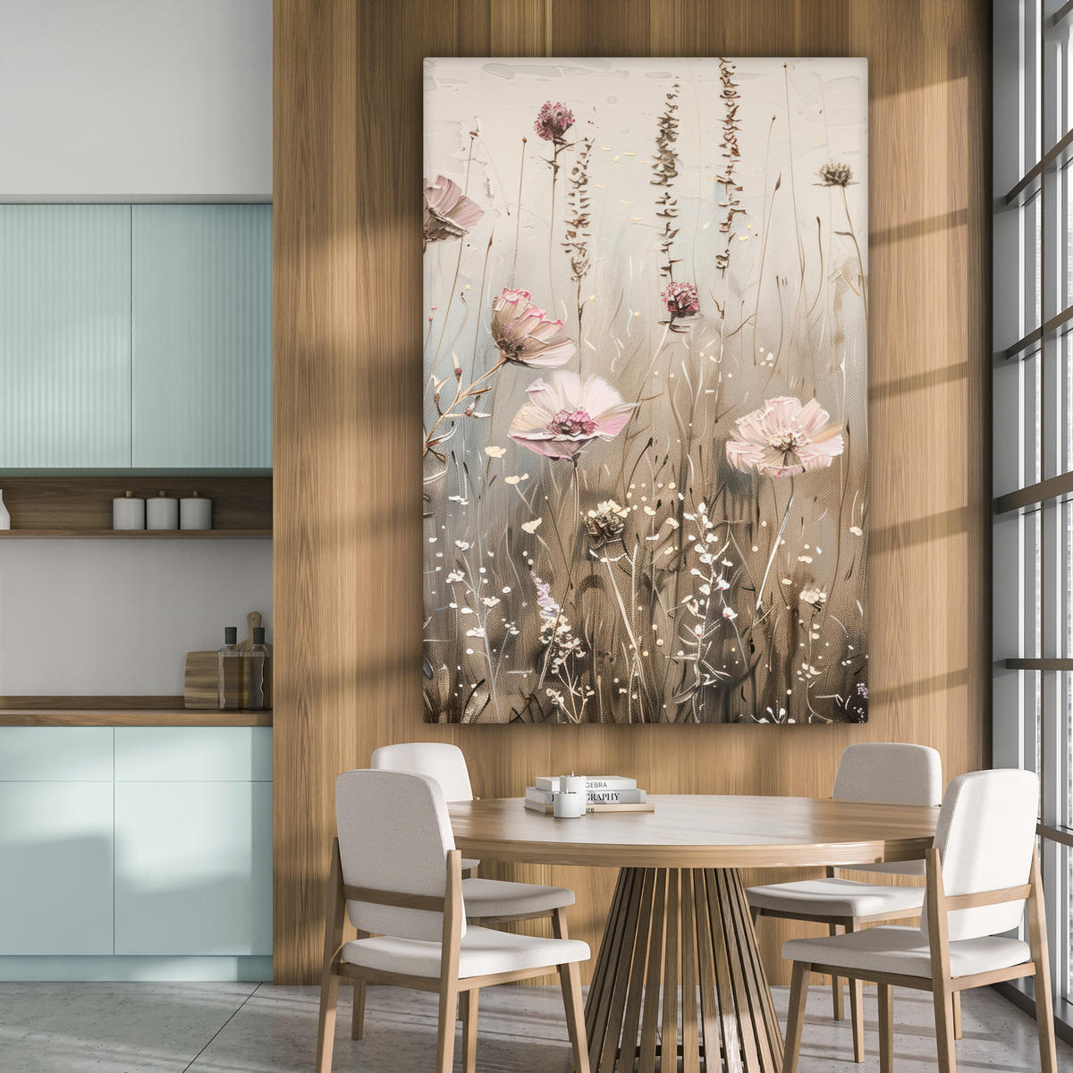 OBRAZ NA PLÁTNĚ Květiny - růžová - moderní - béžová 90x140 cm - béžová, textil (90/140cm) - MuchoWow
