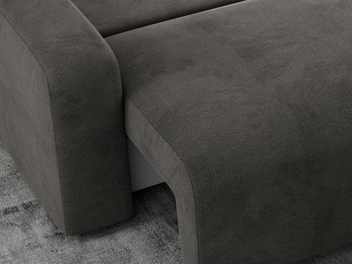 ECKSOFA ARGOS Dunkelgrau Velours - Dunkelgrau/Schwarz, Kunststoff/Textil (245/150cm) - MKS
