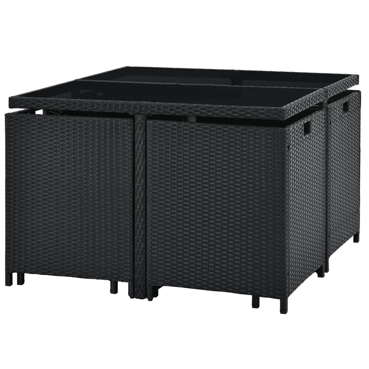 GARTENMÖBELSET Baracoa schwarz 9-tlg. - Schwarz, Kunststoff/Metall - Juskys