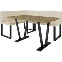 ECKBANKGRUPPE Alina - Kunstleder - 142 x 196 cm - Links - Beige - Beige, Leder/Metall (196/87/142cm) - AN-Moebel 4u